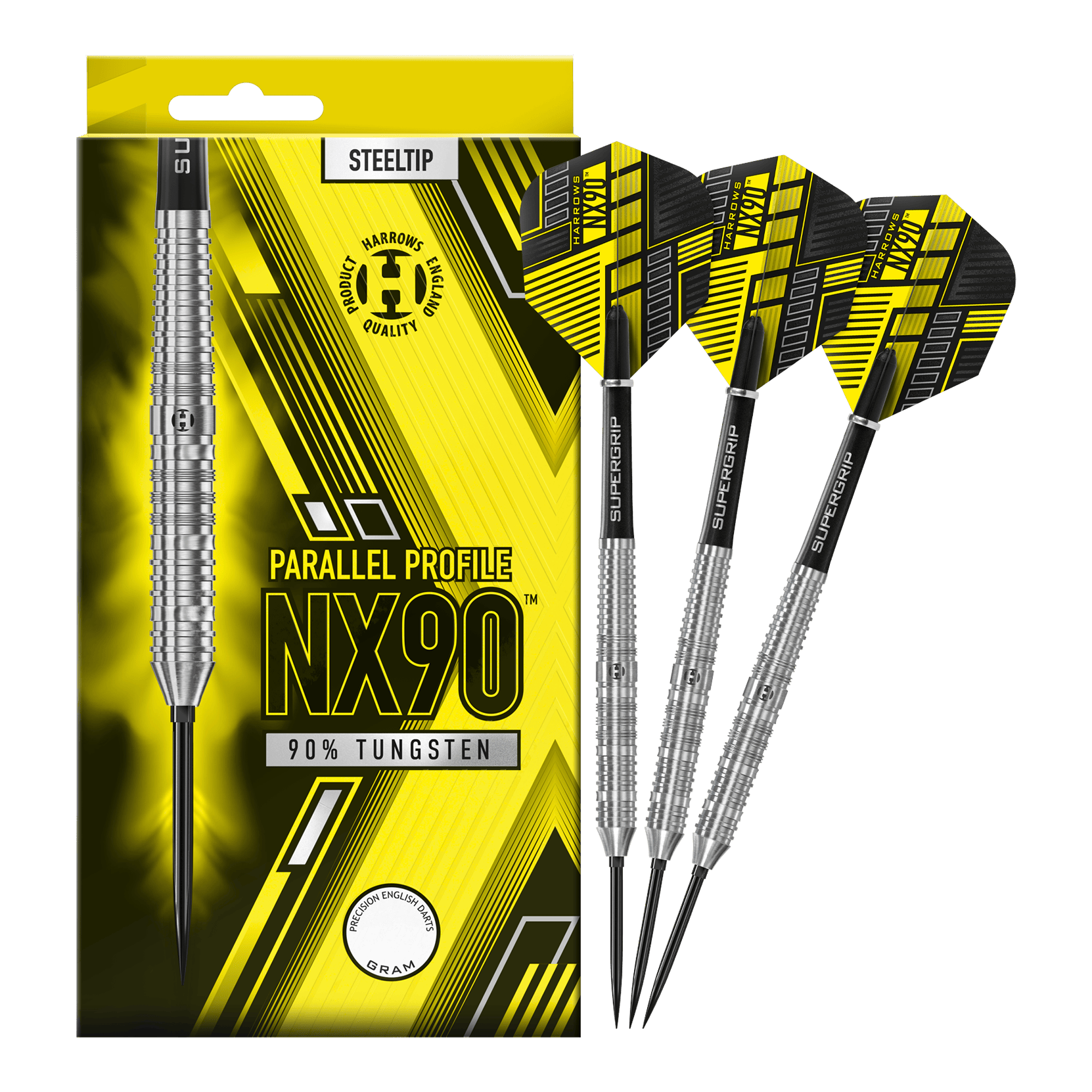 Lotki stalowe Harrows NX90 Parallel Quick Point Abgebildet sind die Harrows NX90 Parallel Quick Point Steeldarts. Diese Darts sind bekannt für ihre Präzision und ihr paralleles Barrel.