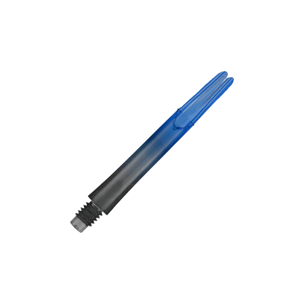 Dwukolorowe wałki L-L-Style-Shaft Locked Straight Natural9 - niebieskie Das Bild zeigt einen zweifarbigen Dart-Schaft in Schwarz und Blau. Der Schaft hat ein gerades Design und ist ohne Kappen abgebildet.