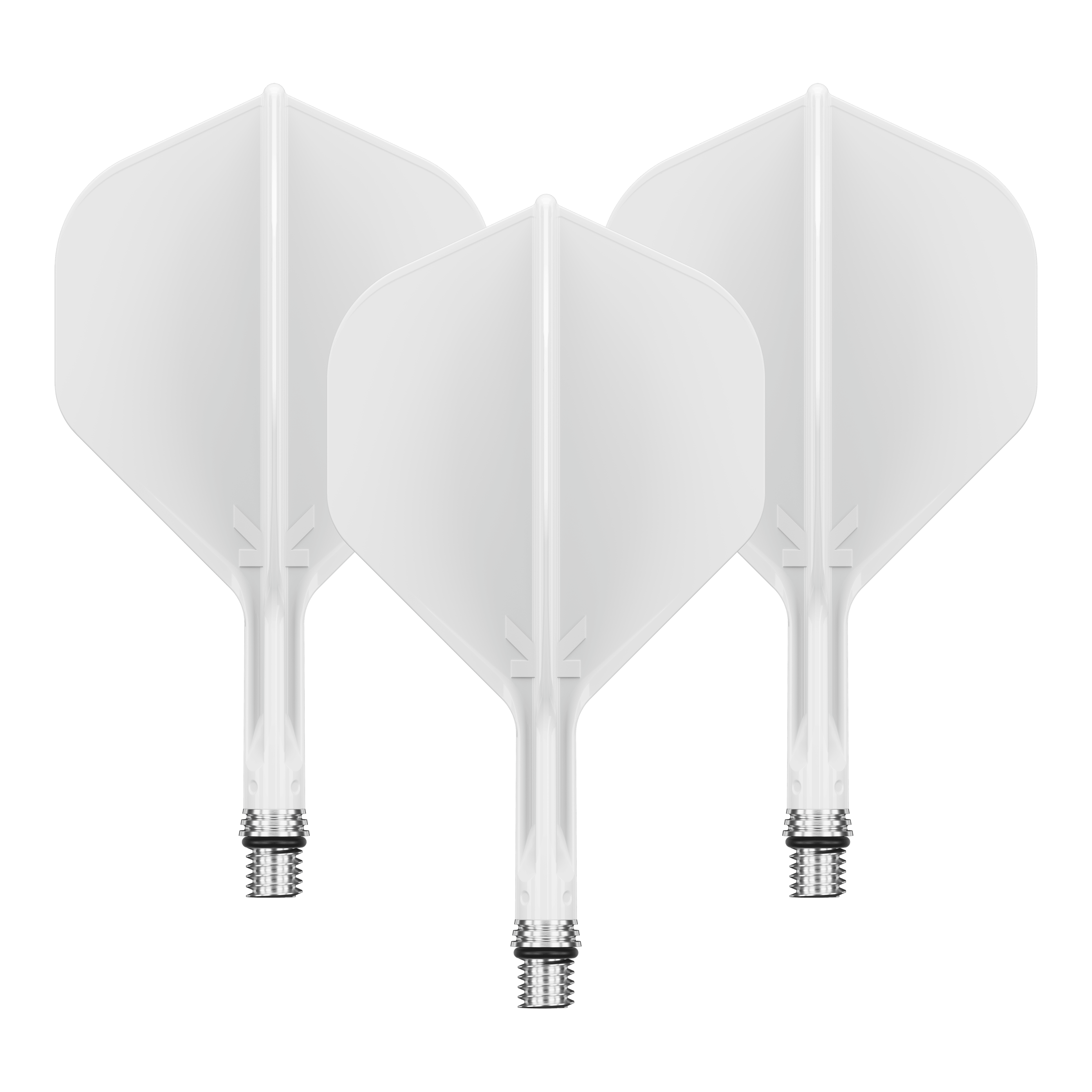 Target K-Shift No2 Standard Flights - biały Dieses Bild zeigt ein Set aus weißen Dart Flights. Die Flights scheinen die Größe 19 mm zu haben.