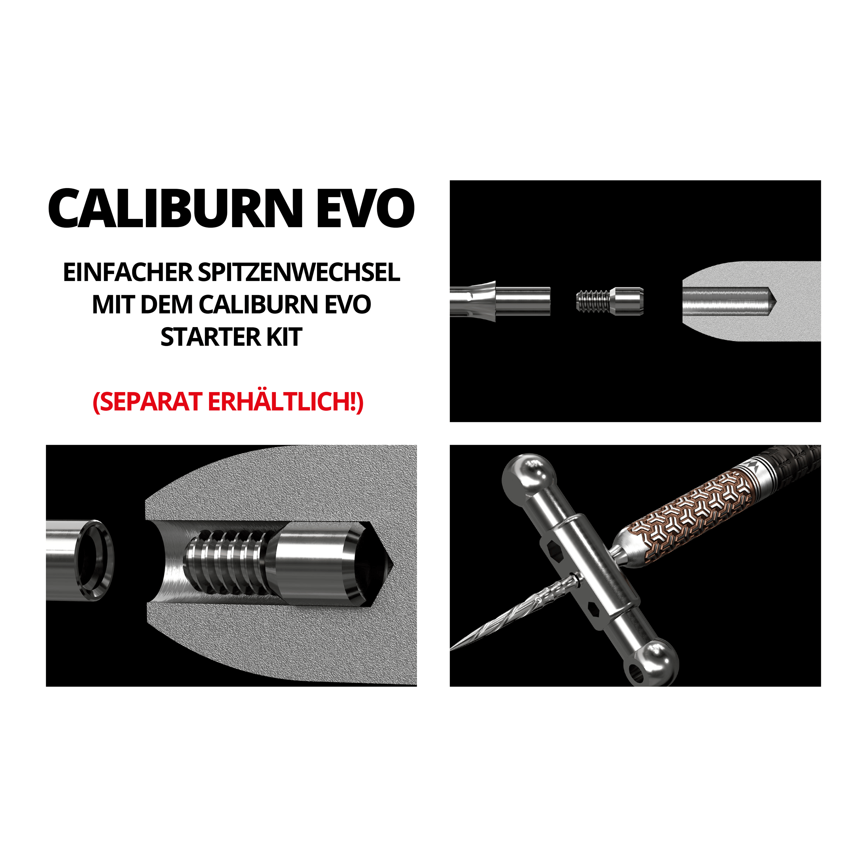 Stalowe szczytówki do darta Mission Caliburn EVO System - rowkowane - srebrne