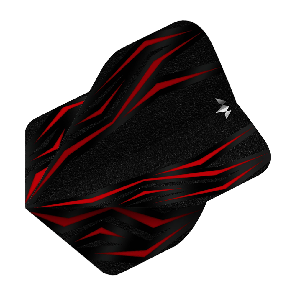 Loty Mission Lava Red nr 6 Auf dem Bild ist das Produkt Mission Lava Red No6 Flights zu sehen. Es handelt sich um rote Flights für Darts.
