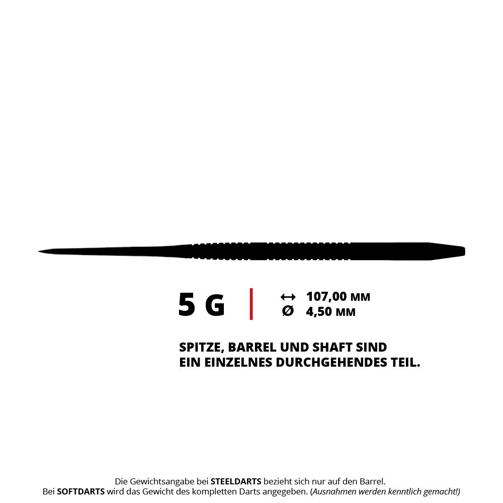 Abgebildet ist der Caliburn TTD Complete Titanium T1 Black Steeldarts - 5g. Der Dartpfeil ist aus Titan gefertigt und hat ein elegantes schwarzes Design.