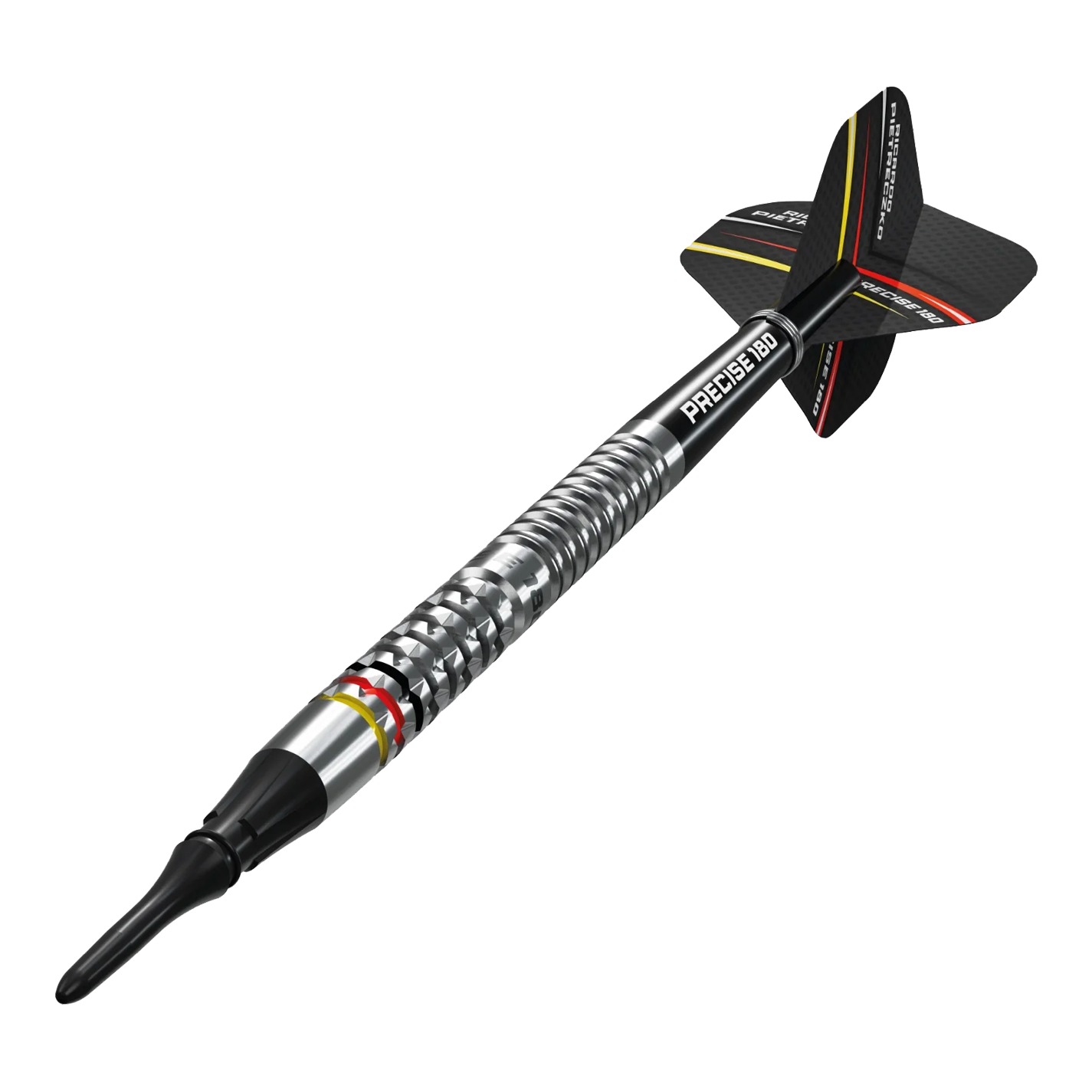 Precise 180 Ricardo Pietreczko GEN1 miękkie lotki Das Bild zeigt die Precise 180 Ricardo Pietreczko GEN1 Softdarts. Diese Darts sind speziell für Softdart-Liebhaber entwickelt.