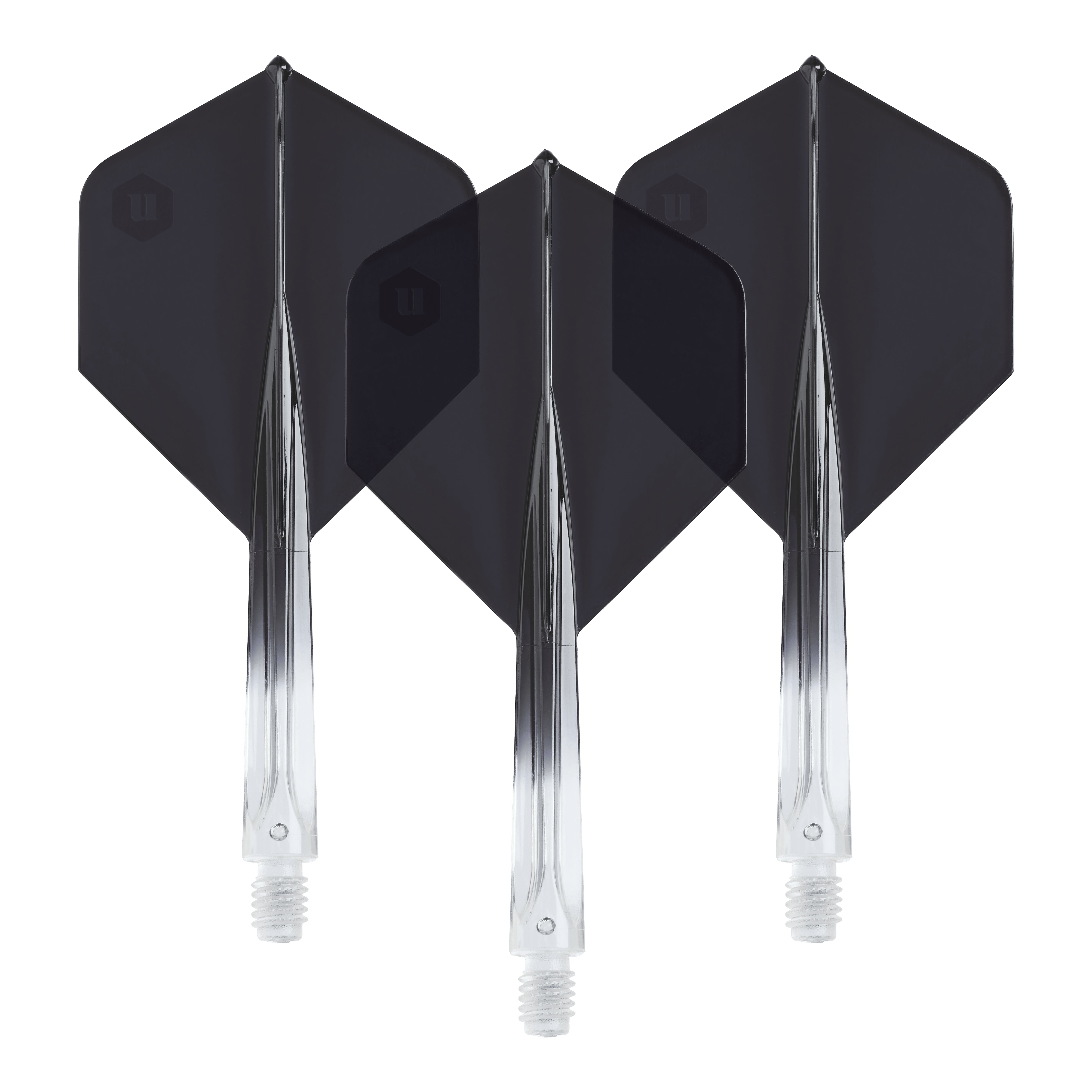 Unicorn Forge Dwukolorowe No2 Standardowe Lotki - Przezroczysta Czerń Die Unicorn Forge Two Tone No2 Standard Flights in Schwarz sind hier abgebildet. Das Produkt besteht aus klaren und schwarzen Dartflights.