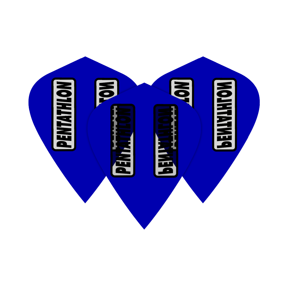 Zu sehen sind die Pentathlon Kite Flights in Blau. Dartflights sorgen für eine stabile Flugbahn der Pfeile.