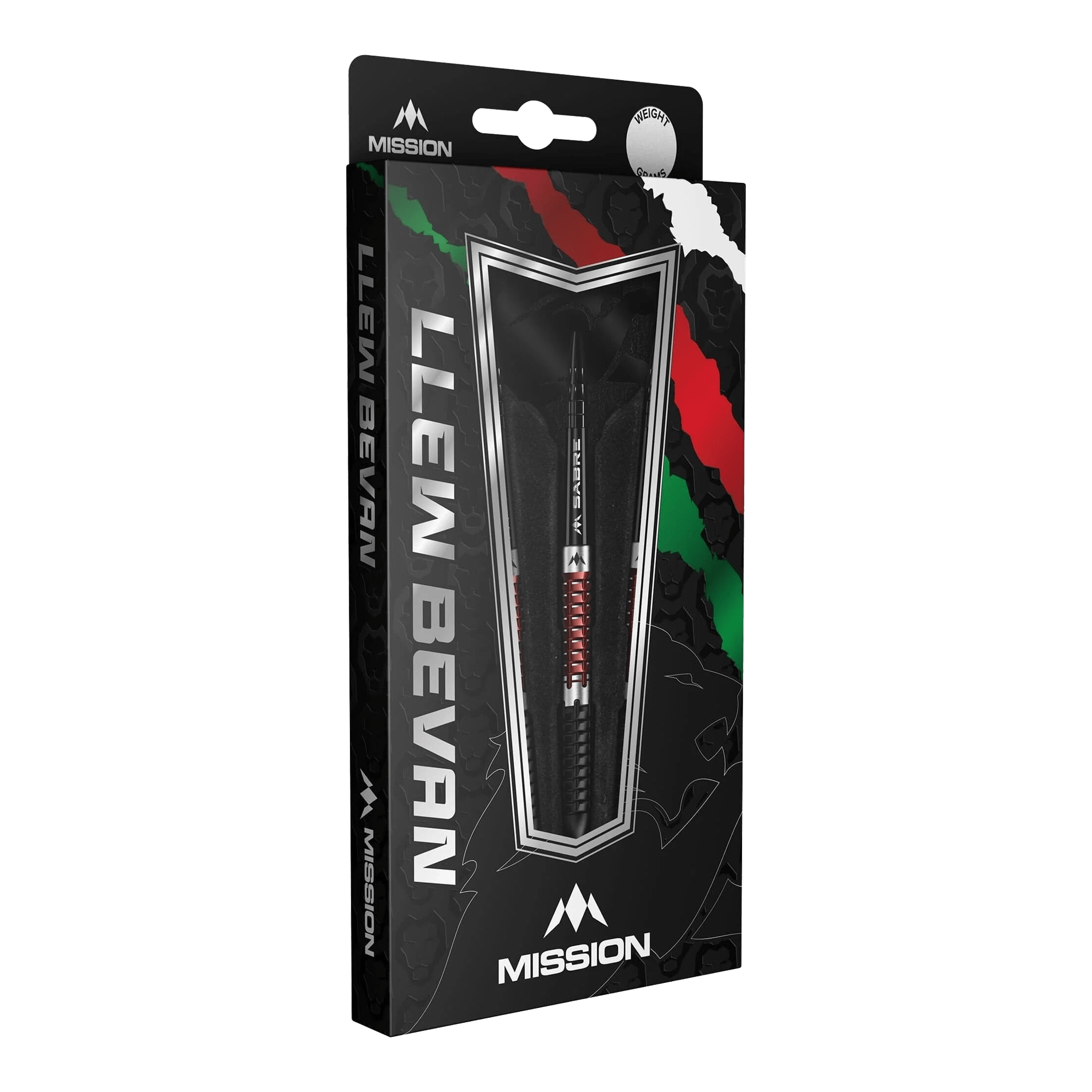 Lotki Mission Llew Bevan Black Red Electro Steel - 23g Mission Llew Bevan Black Red Electro Steeldarts - 23g. Elegante Steeldarts in Schwarz und Rot, ideal für Dartspieler.