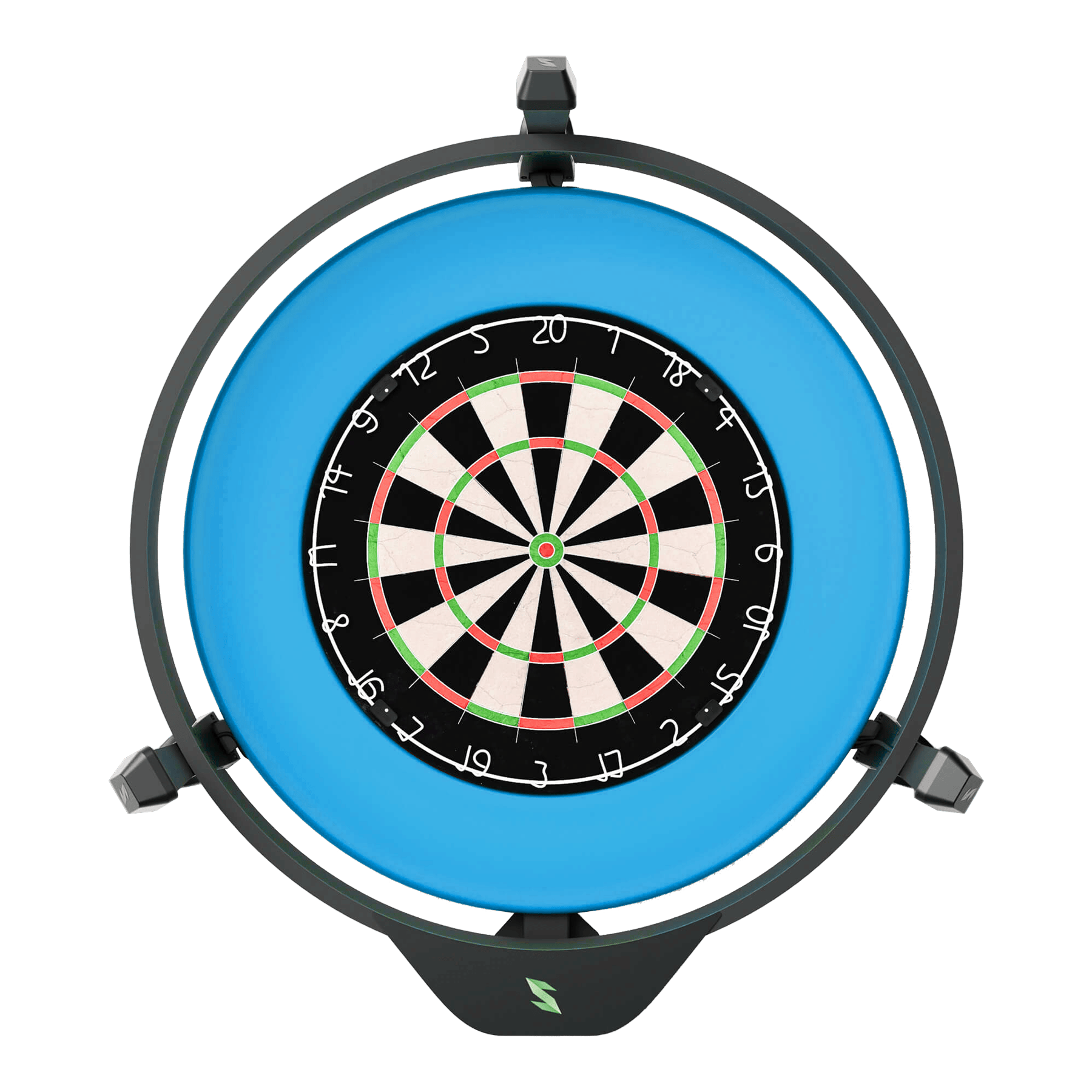 Scolia Home 2 FLEX – Elektroniczny system autopunktacji z pierścieniem świetlnym 2026 Dieses Bild zeigt das Produkt "Scolia Home 2 FLEX - Elektronisches Score-System mit Beleuchtungsring". In der Mitte befindet sich eine Dartscheibe, die von einem leuchtenden blauen Ring umgeben ist.