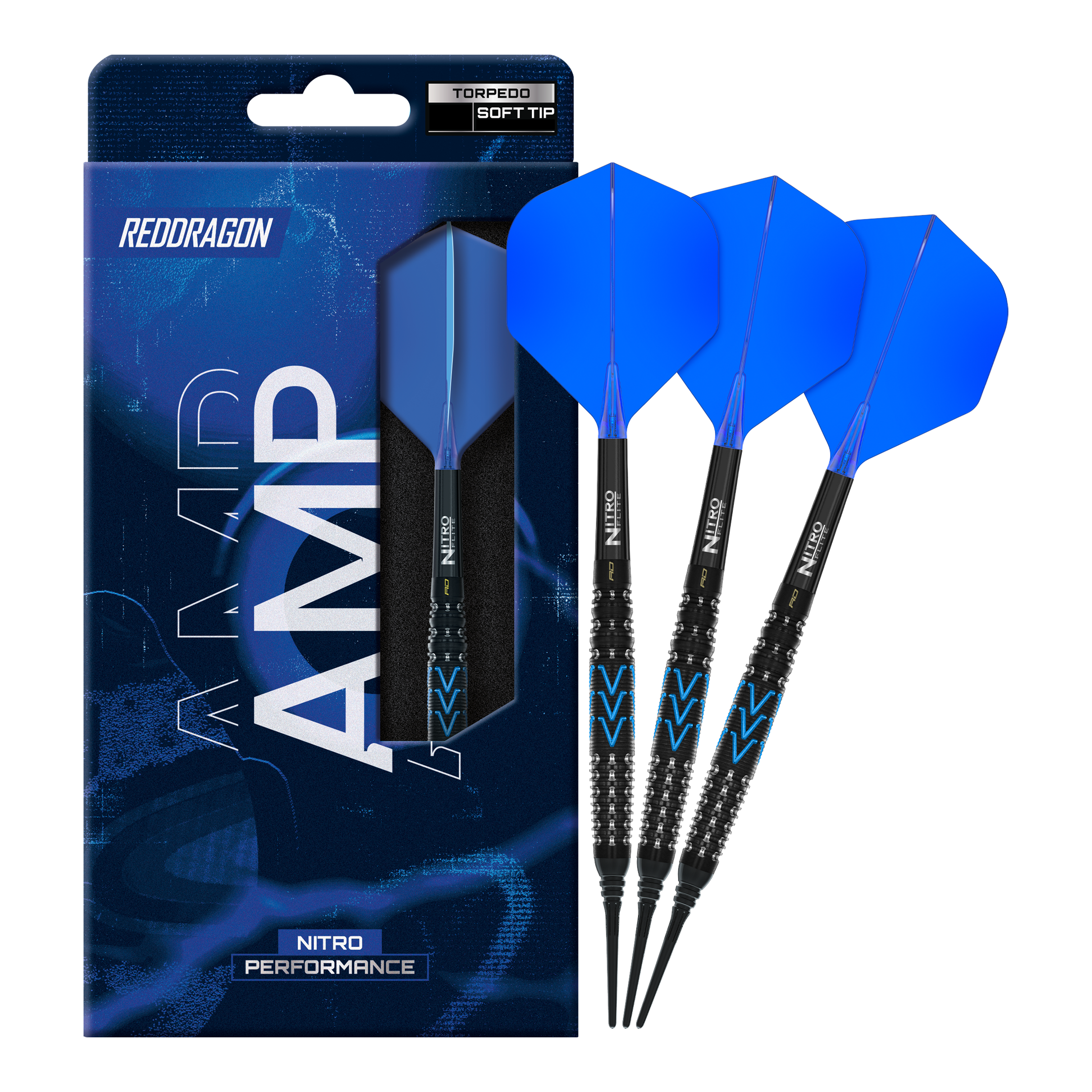 Miękkie lotki Red Dragon Amp Torpedo - 22 g Gezeigt wird ein vollständiger Satz Red Dragon Amp Torpedo Softdarts mit 22g. Das Set eignet sich für das Softdartspiel.
