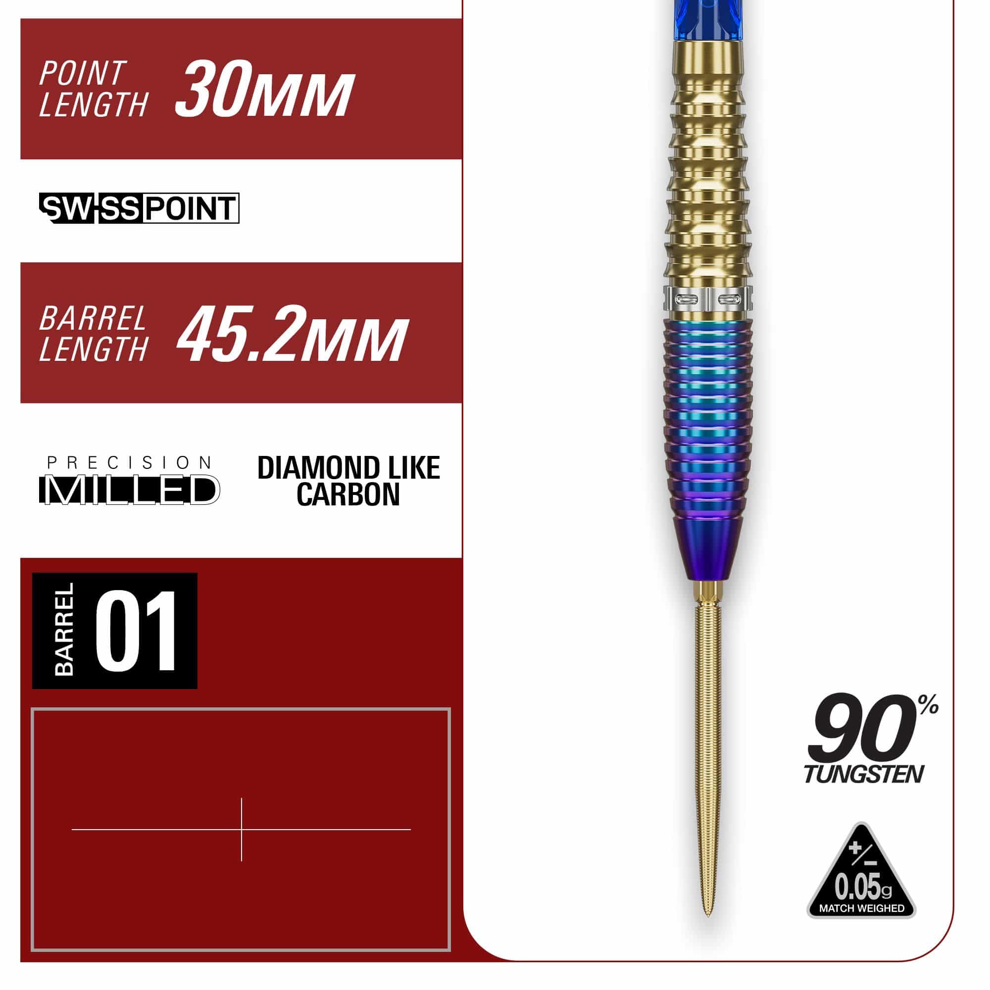 Lotki stalowe Target Japan Prime Series Zenith GEN2 Swiss Point – 23 g Dies zeigt die Target Japan Prime Series Zenith GEN2 Swiss Point Steeldarts mit einem Gewicht von 23g. Das Bild hebt das Design und die Qualität der Darts hervor.