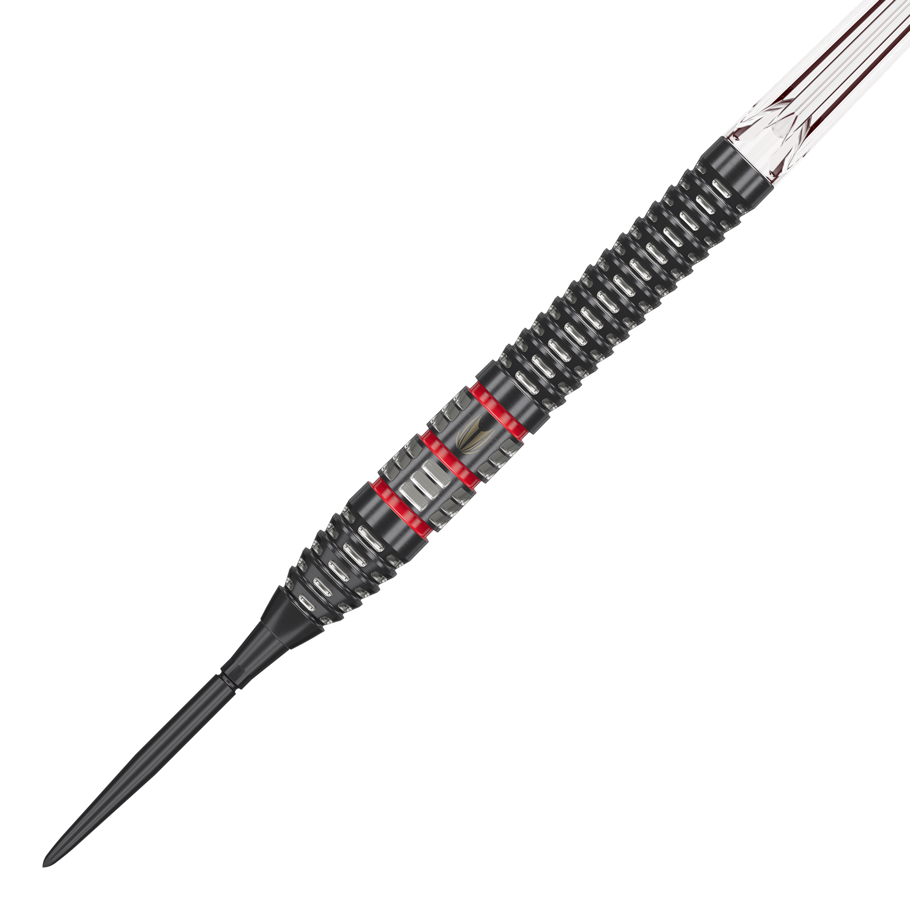 Lotki stalowe Target Nathan Aspinall 95K Swiss Point Target Nathan Aspinall 95K Swiss Point Steeldarts sind auf dem Bild dargestellt. Der Fokus liegt auf der Form und Verarbeitung der Darts.