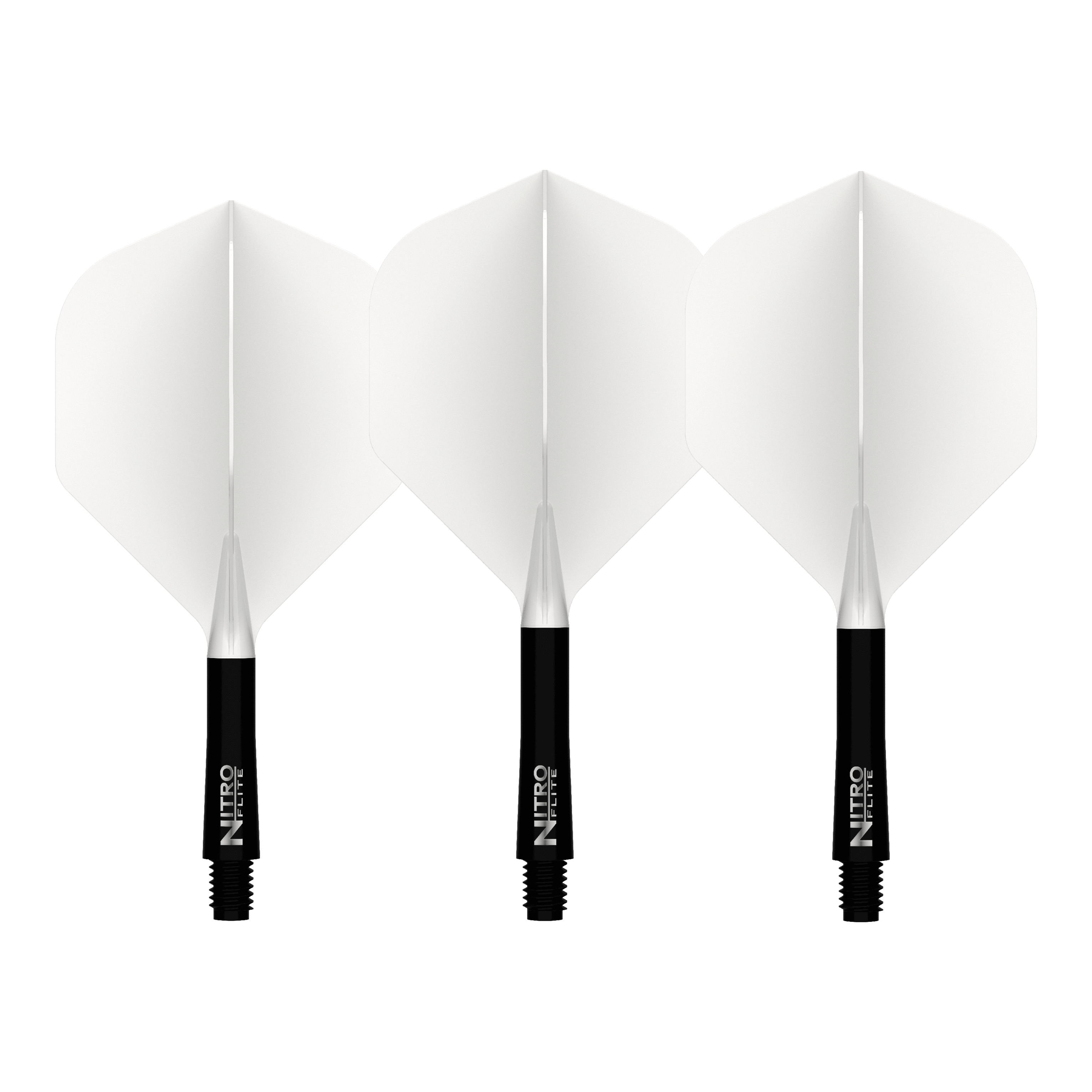Red Dragon Nitroflite Czarny trzonek Białe lotki nr 2 Abgebildet ist der Red Dragon Nitroflite Black Shaft White Flights No2. Es handelt sich um einen Dart-Schaft in Schwarz mit weißen Flights.