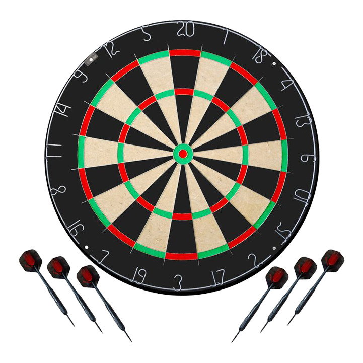 Zestaw tarcz do darta Karella BullOut zawierający 2 komplety stalowych rzutek Das Bild stellt das Karella Dartboard BullOut Set mit zwei Sets Steeldarts dar. Es bietet alles, was man für ein direktes Dartspiel benötigt.