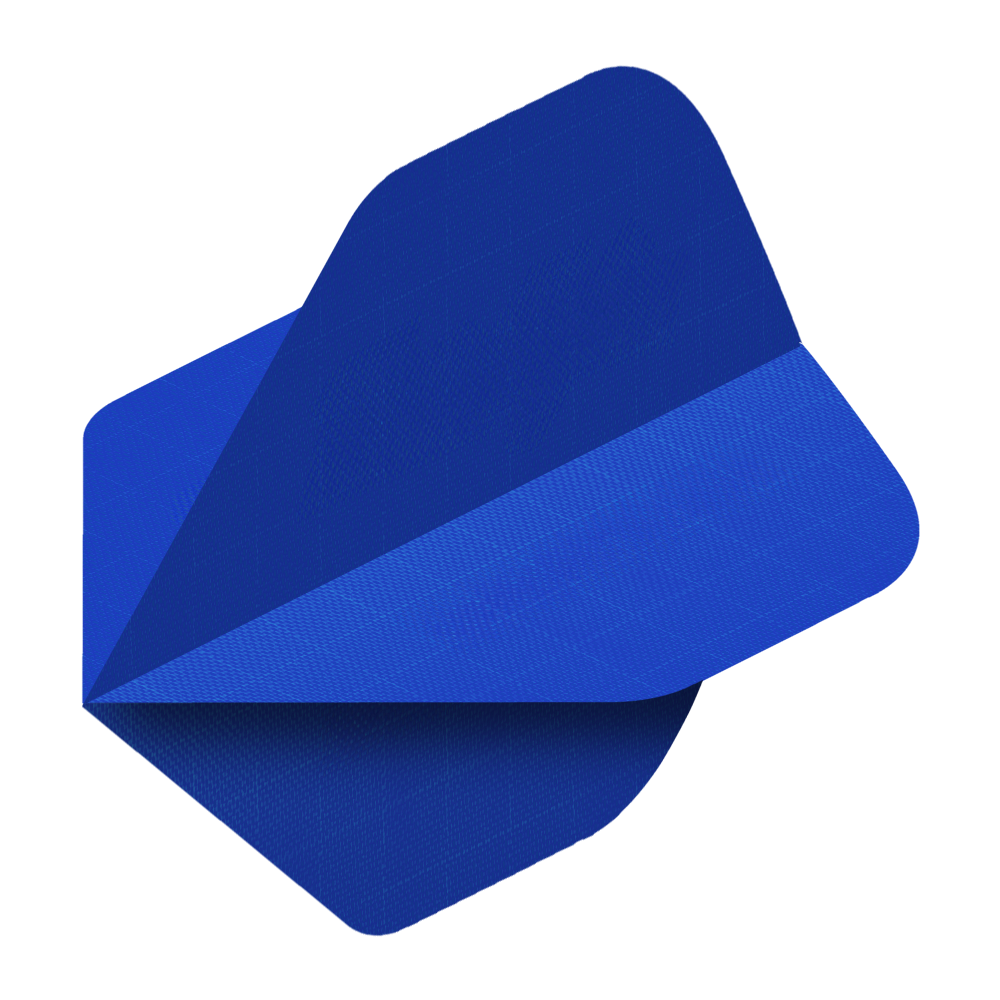 Lotki z tkaniny nylonowej – Standard – NIEBIESKIE Das Bild zeigt ein blaues Nylon-Stoff Flight für Dartpfeile. Das Flight hat eine glatte Oberfläche und abgerundete Ecken.