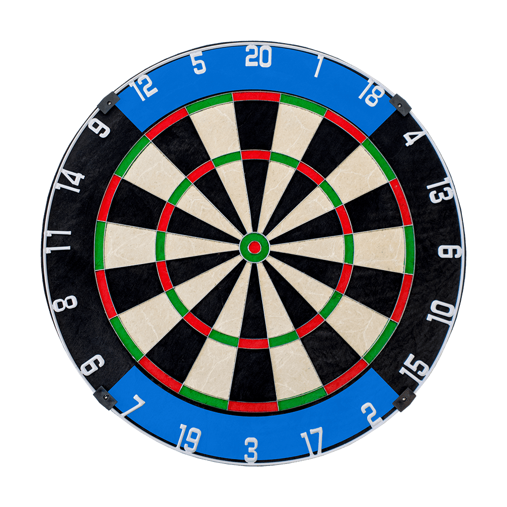 MCDB_Dartboard_mit_Wunschtext_HD_2 Das Bild zeigt eine klassische Dartscheibe mit farbigen Segmenten und Zahlen. Im äußeren blauen Bereich kann ein individueller Wunschtext eingefügt werden.