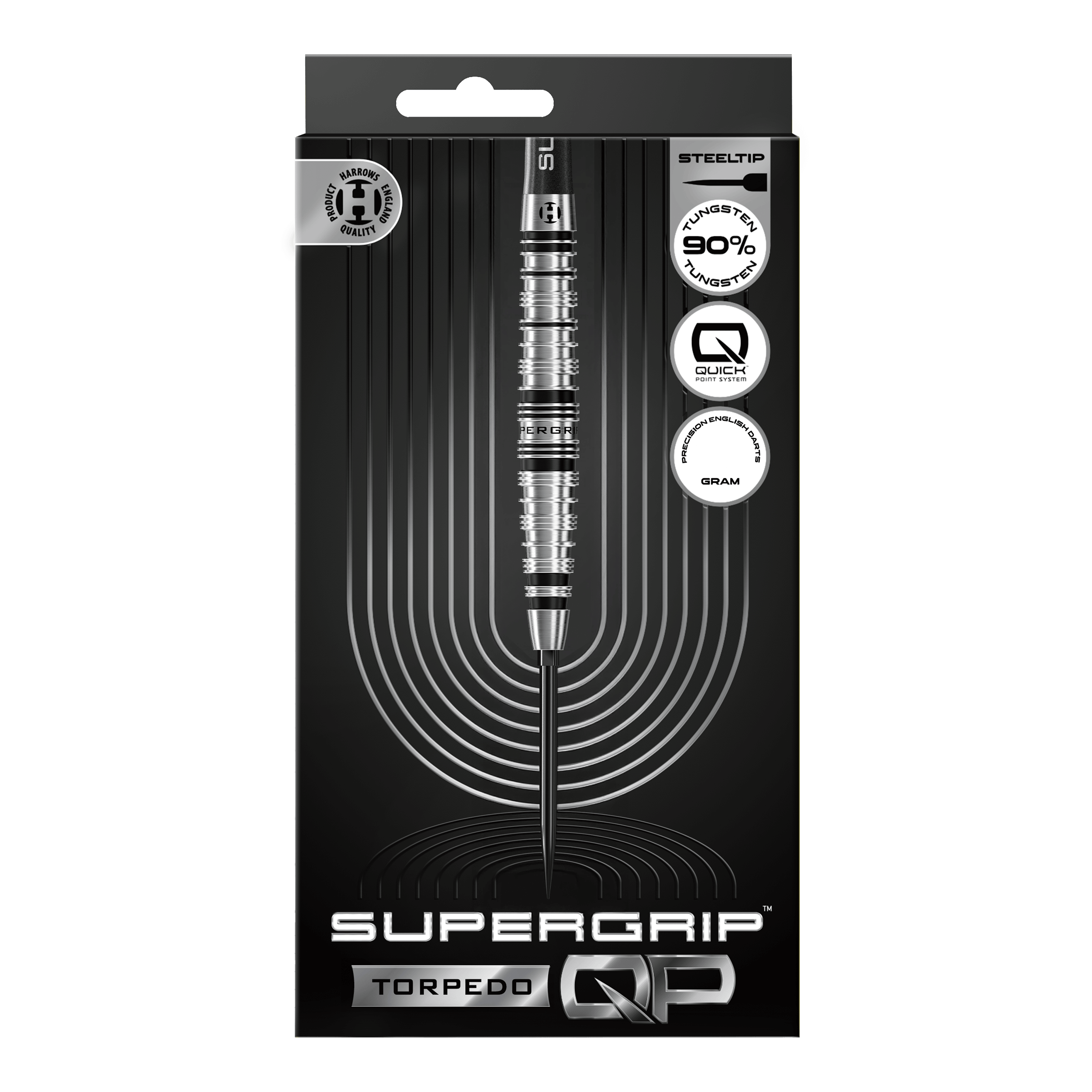 Lotki stalowe Harrows Supergrip Torpedo Quick Point Hier werden die Harrows Supergrip Torpedo Quick Point Steeldarts dargestellt. Diese Darts sind robust und für hohe Performance beim Spielen geeignet.