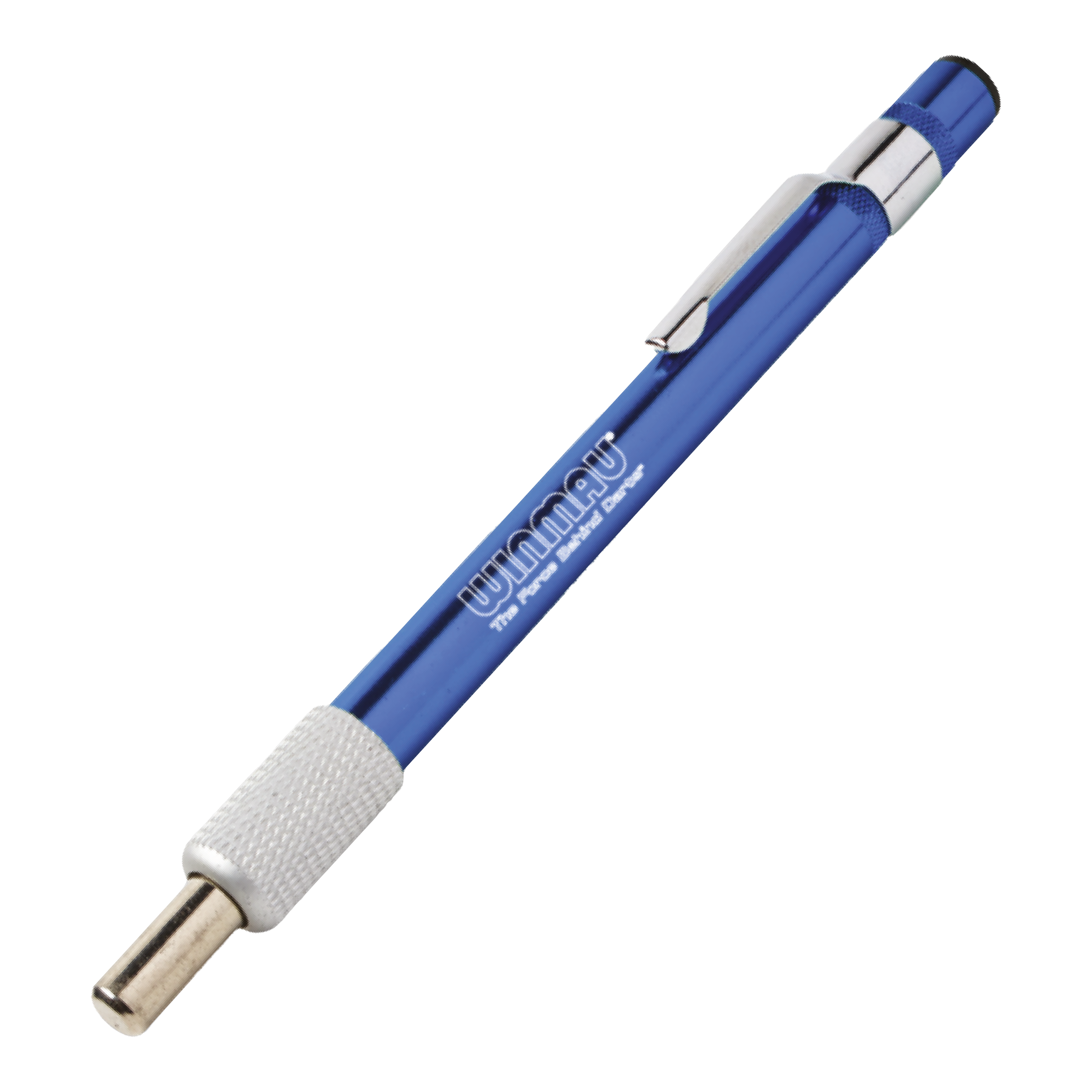 Kamień do ostrzenia Winmau Diamond Point Ein blauer Schleifstein für Dartspitzen ist abgebildet. Das Produkt dient dazu, die Spitzen von Darts zu schärfen.