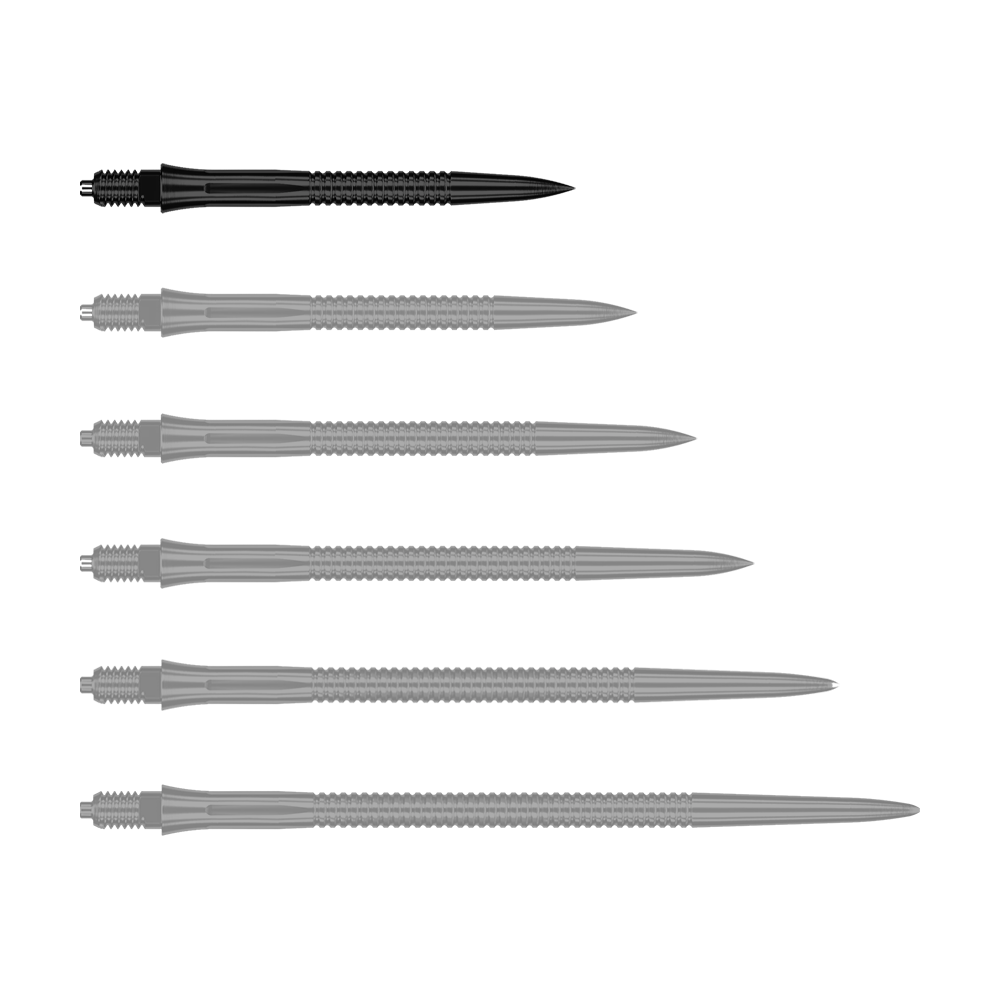Końcówki do lotek Caliburn EZ-EVO – rowkowane – czarne Hier sieht man eine weitere EVO201 Caliburn EZ-EVO Dartspitze mit Rillen in Schwarz und einer Länge von 28 mm. Die Spitze ist speziell für Dartspieler geeignet.