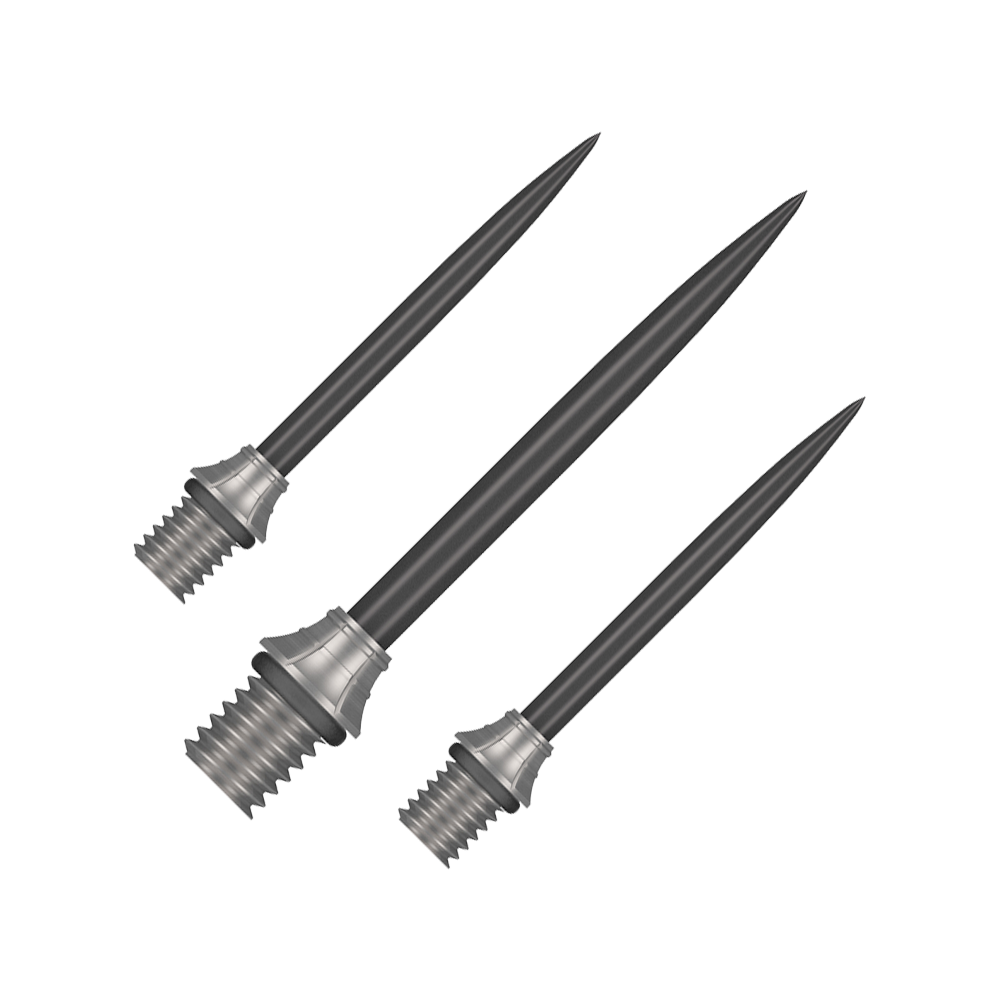 Punkty konwersji Shot Fynx - 32 mm Gezeigt wird ein Set der Shot Fynx Conversion Points mit 32 mm Länge. Diese Spitzen bieten Vielseitigkeit beim Dartspielen.