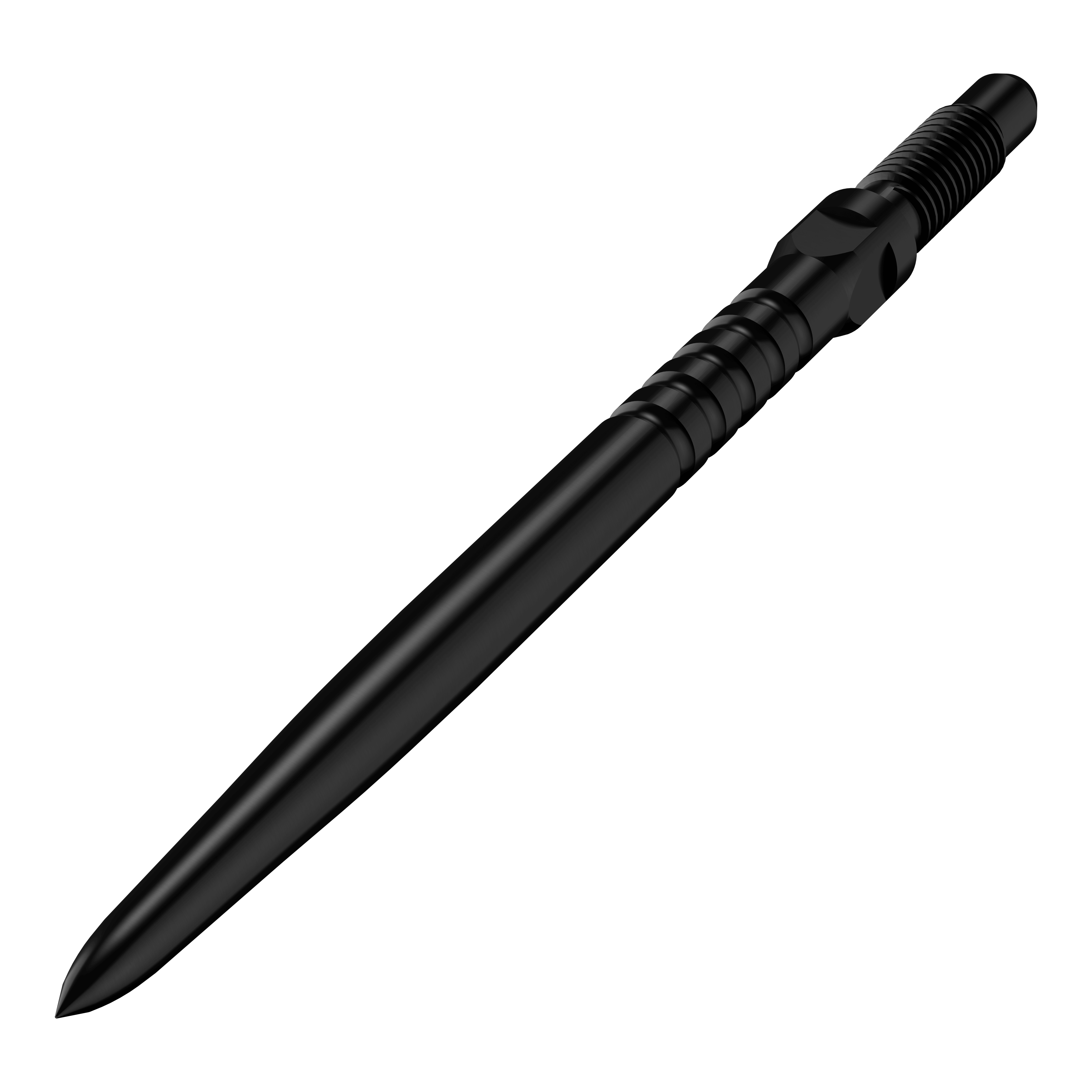 Końcówki do rzutek Bulls NL Convertible Point – z pierścieniowym uchwytem – czarne Hier sieht man einen Satz von schwarzen Dartspitzen mit Rillen. Es handelt sich um BullsNL Convertible Points mit Ringed Grip, 32mm.