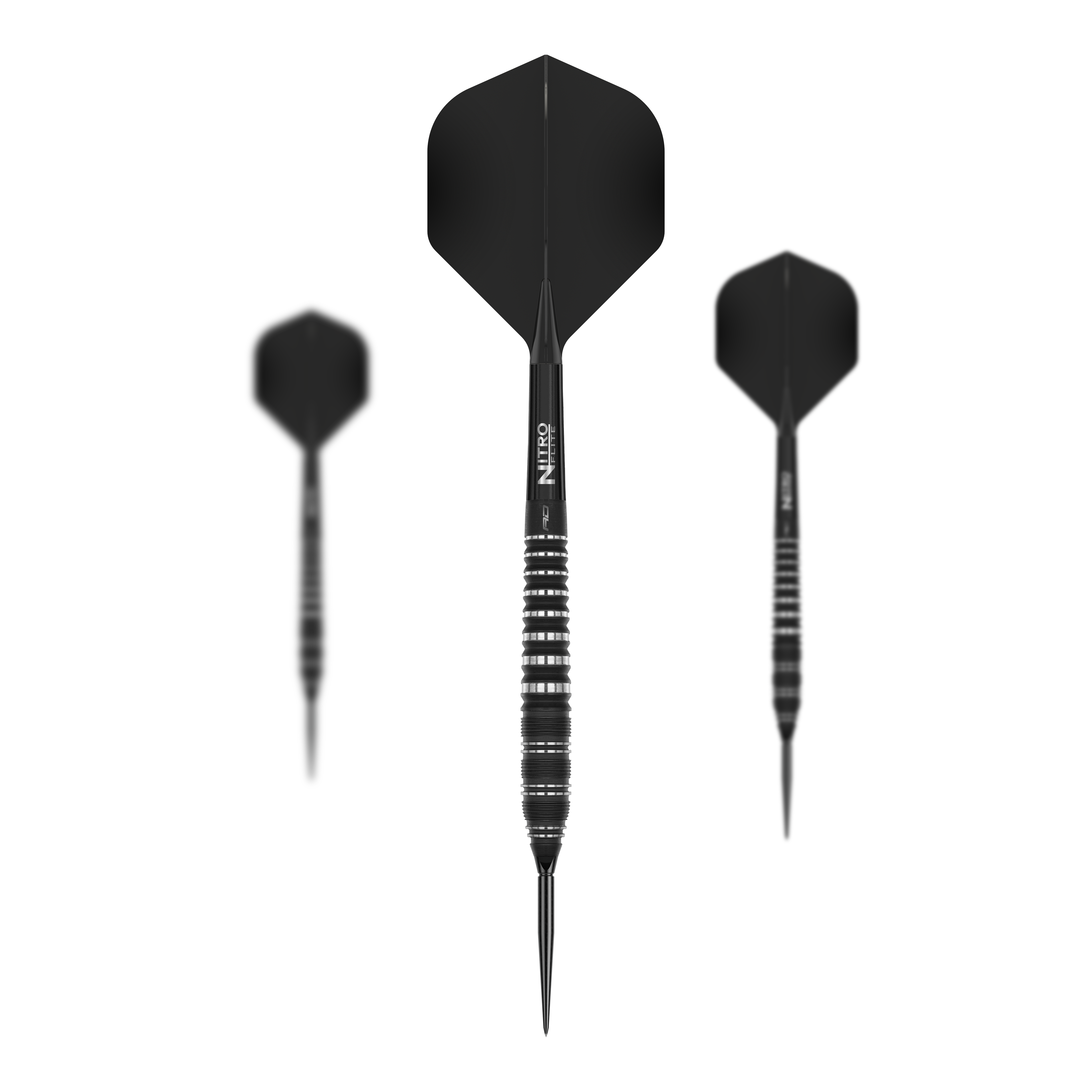 Rzutki stalowe Red Dragon Sable Torpedo Switch Point Dieses Bild zeigt die Red Dragon Sable Torpedo Switch Point Steeldarts. Drei Darts sind nebeneinander angeordnet und deutlich sichtbar.