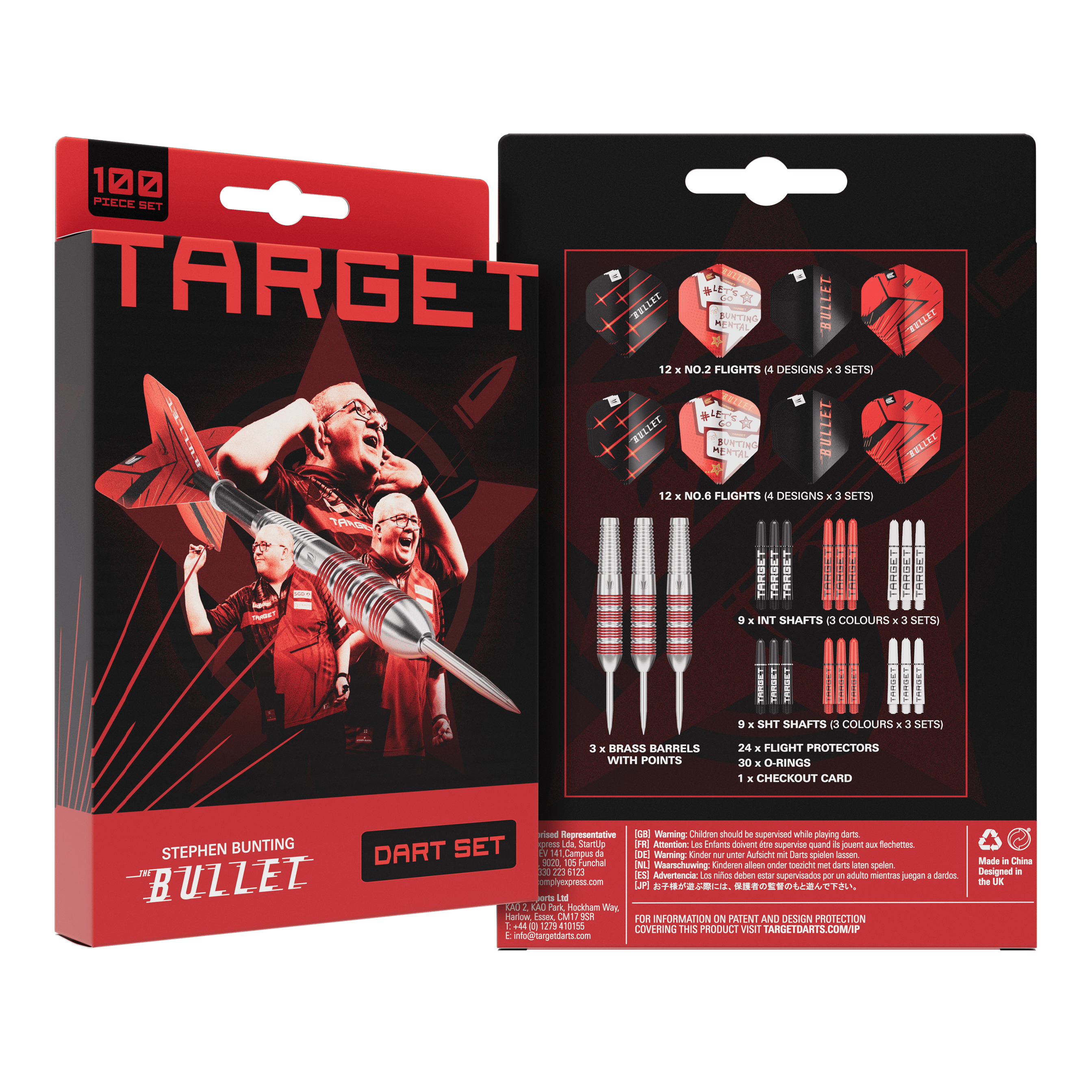 Zestaw 100 mosiężnych pocisków Steeldart Target Stephen Bunting - 22 g