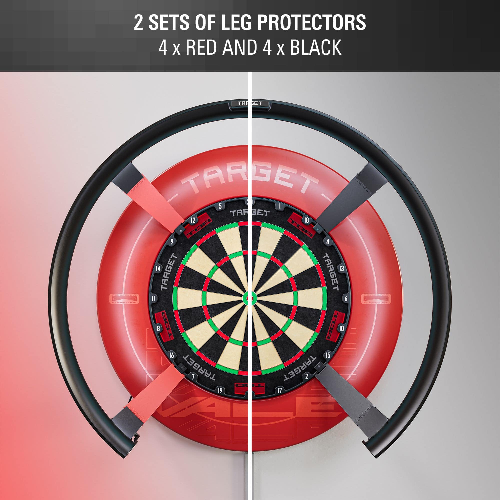 Ochraniacze nóg Target OMNI Das Bild zeigt die Target OMNI Leg Protectors. Dieses Produkt sichert die Beine beim Dartspiel.