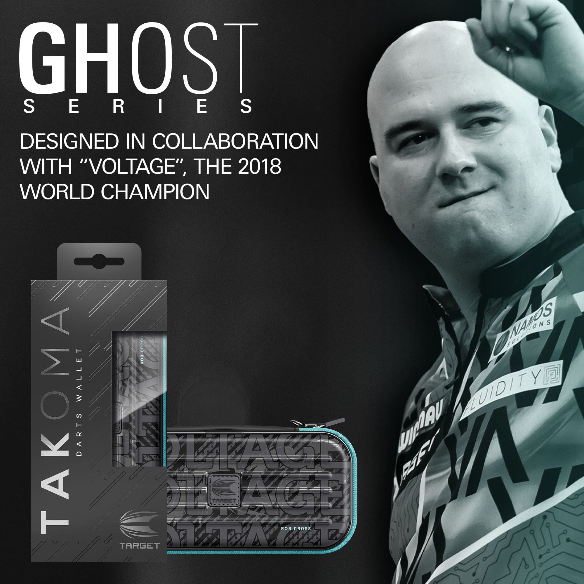 Etui na lotki Takoma Ghost Series Rob Cross Dieses Foto zeigt das Takoma Ghost Series Rob Cross Dartcase. Es bietet sicheren Schutz für Ihre Darts im Stil von Rob Cross.