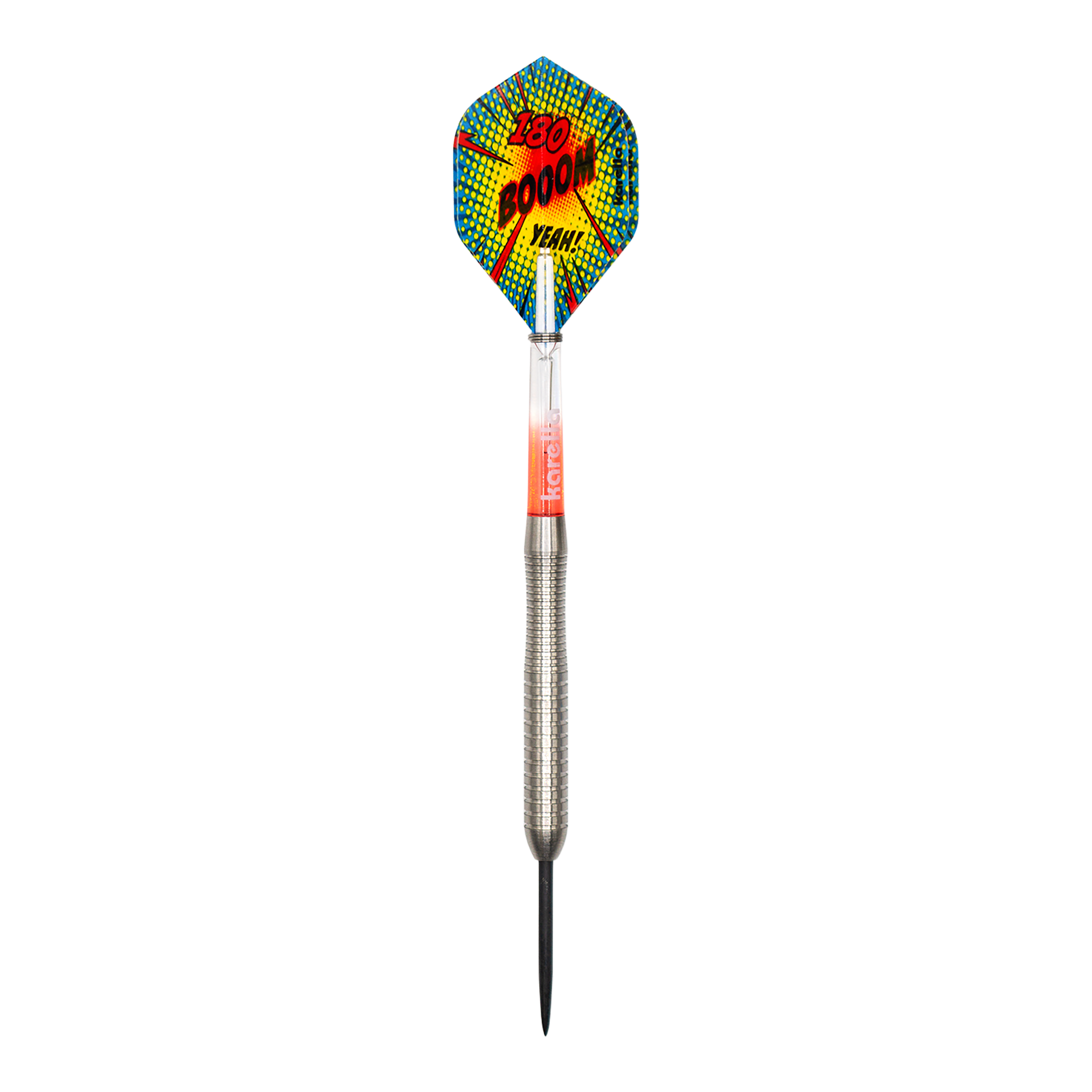 Auf dem Bild ist das Produkt Karella Comic Line CL-2 Steeldarts - 23g zu sehen. Der Dartpfeil ist detailreich dargestellt.