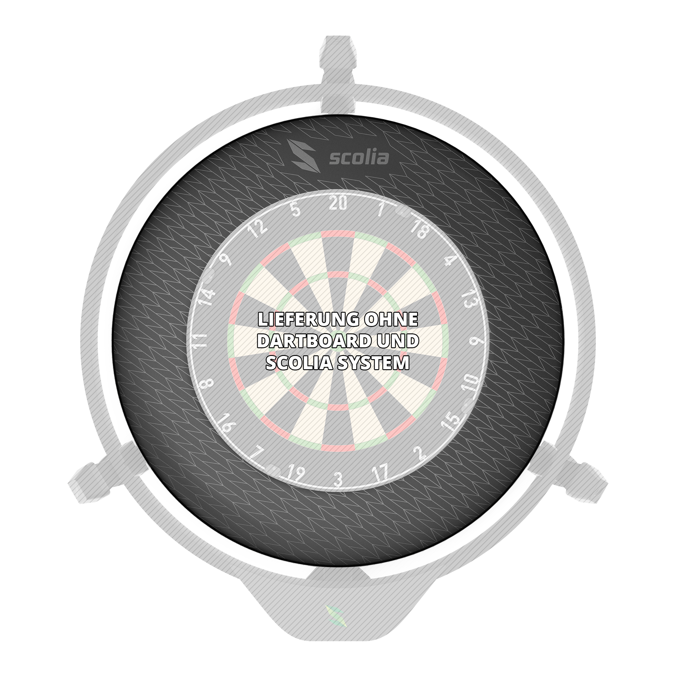 Scolia Stealth Dartboard Surround Dieses Bild zeigt das Scolia Stealth Dartboard Surround. Es wird zum Auffangen von Dartpfeilen verwendet.