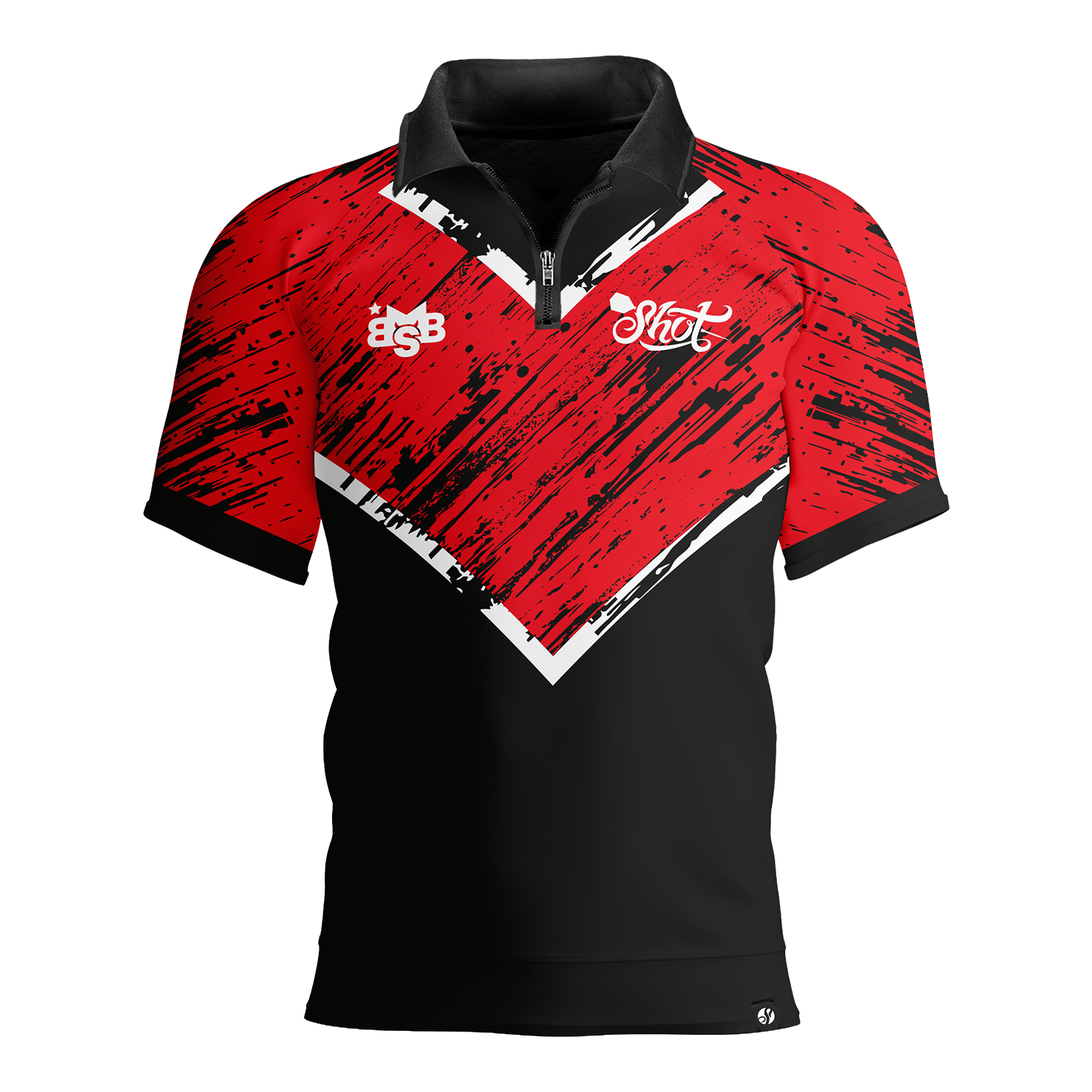 Koszulka polo z czerwonym paskiem i nadrukiem Michaela Smitha Zu sehen ist das Shot Michael Smith Red Strip Polo Dartshirt. Das Hemd hat ein modernes Design mit roten Streifen.