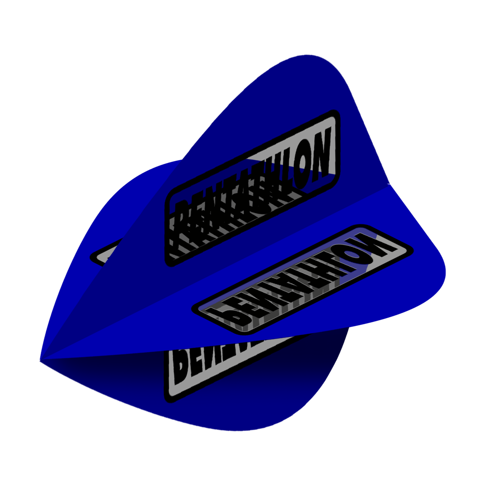 Pentathlon Kite Flights in Blau sind abgebildet. Die Flights erhöhen die Präzision beim Dartspiel.