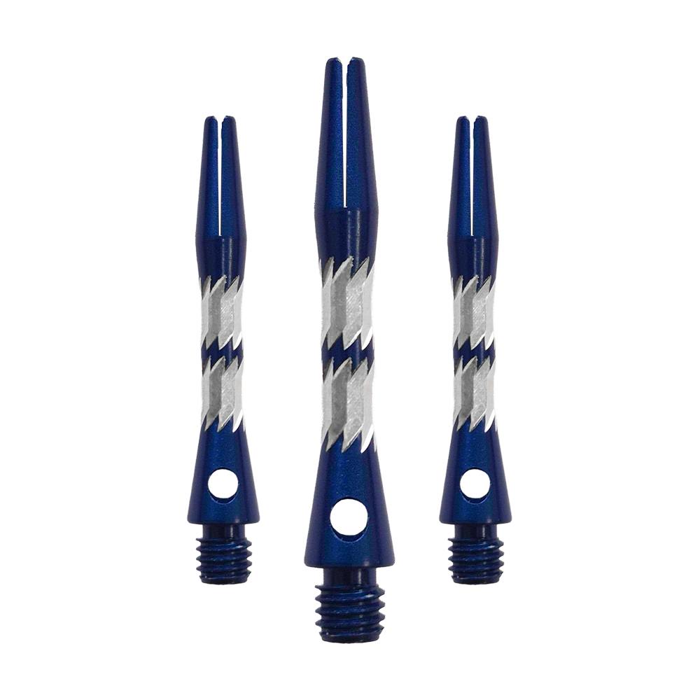 Aluminiowe wałki Bulls NL Minor - niebieskie - 33 mm Zu sehen ist ein Set Bulls NL Minor Aluminium Shafts in Blau mit 33 mm Länge. Diese Aluminiumschäfte werden für Darts verwendet.