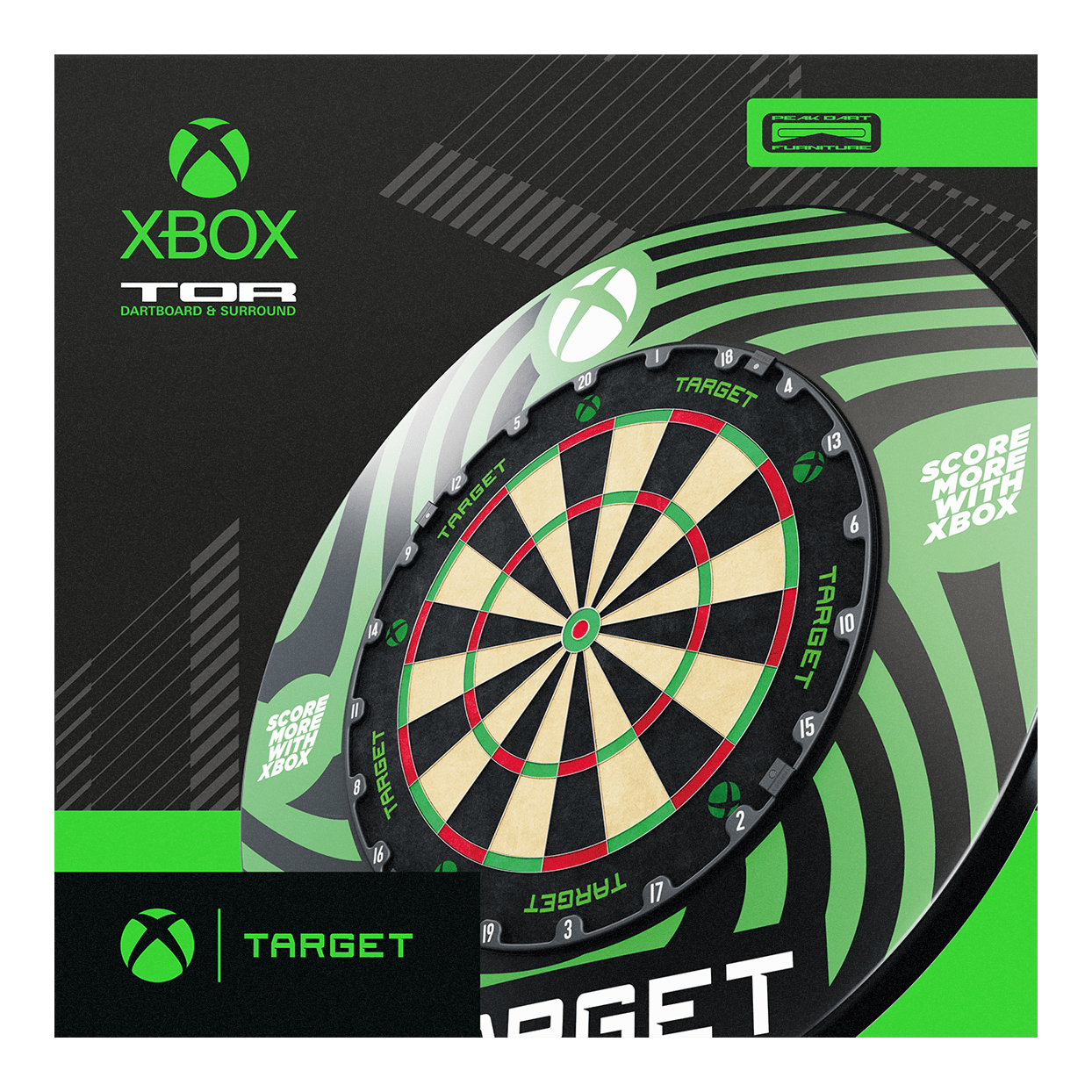 Zestaw Target Xbox Dartboard Surround Abgebildet ist das Target Xbox Dartboard Surround Bundle. Es handelt sich um ein Set für Xbox-Dartboards.