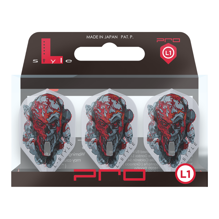 Loty Ryan Searle Signature V4 Clear White L1PRO w stylu L Das Bild zeigt die L-Style Ryan Searle Signature V4 Clear White L1PRO Flights. Es handelt sich um hochwertige Flights für Dartsport.
