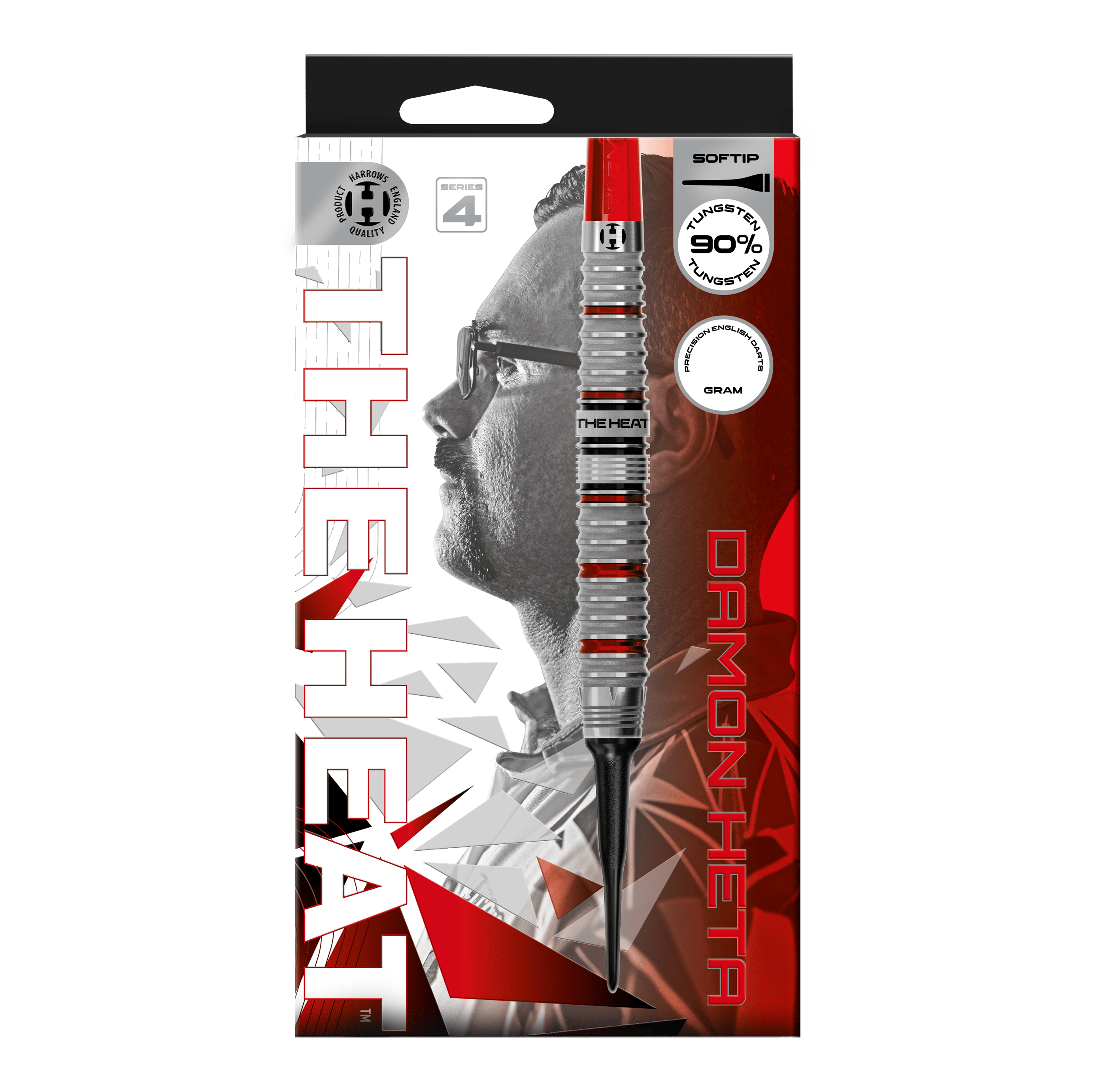 Harrow's Damon Heta Series 4 miękkie lotki Das Bild zeigt die Harrows Damon Heta Series 4 Softdarts. Die Softdarts sind speziell für den Dartsport entwickelt.