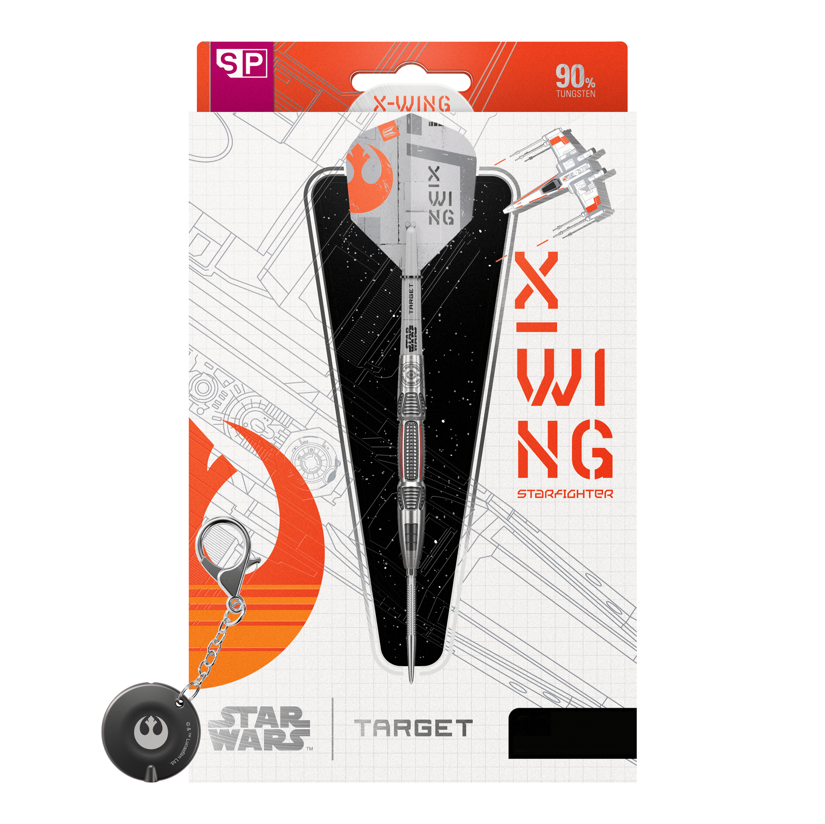 Stalowe lotki Swiss Point firmy Target Star Wars X-Wing Zu sehen ist das Produkt Target Star Wars X-Wing Swiss Point Steeldarts. Diese Steeldarts sind inspiriert von dem berühmten X-Wing aus Star Wars.
