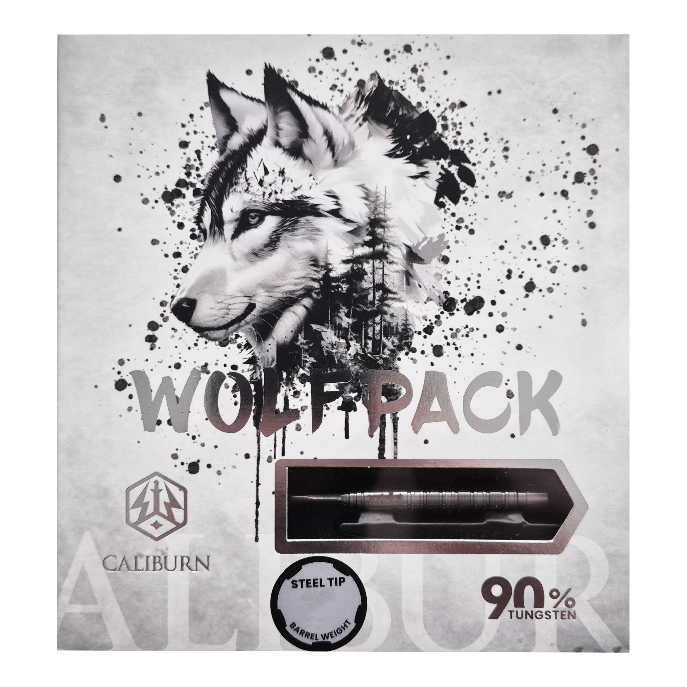 Abgebildet ist das Produkt Caliburn Wolfpack W7 Steeldarts - 21g. Dieses Set besteht aus hochwertigen Steeldarts mit 21 Gramm Gewicht.