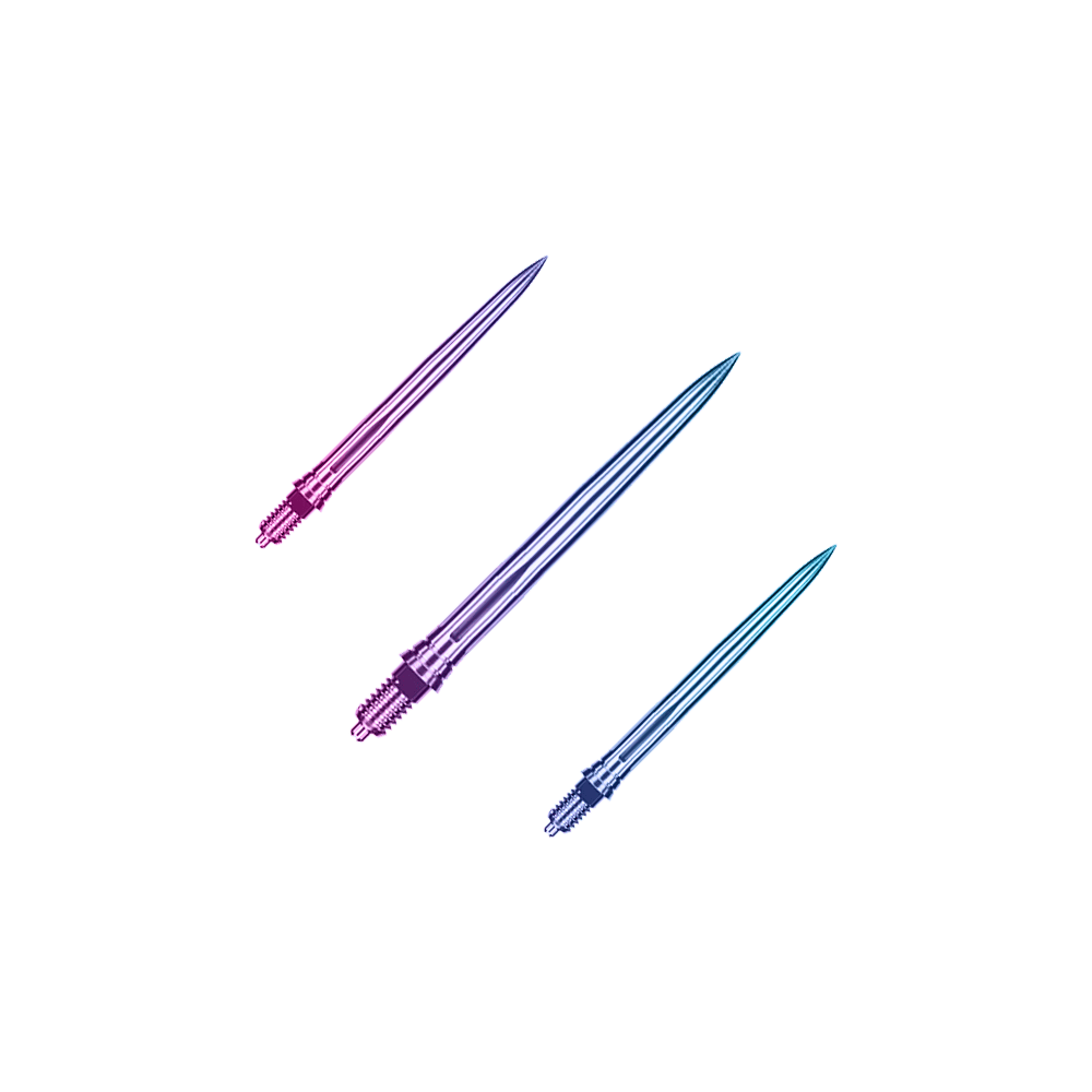 Końcówki do lotek Caliburn EZ-EVO - gładkie - tęczowe Ein Bild mit dem Dateinamen EVO189_Caliburn_EZ-EVO_Dartspitzen_Smooth_Rainbow_28mm_1Set. Es handelt sich wahrscheinlich um ein Set von Dartspitzen in Regenbogenfarben mit 28 mm Länge.