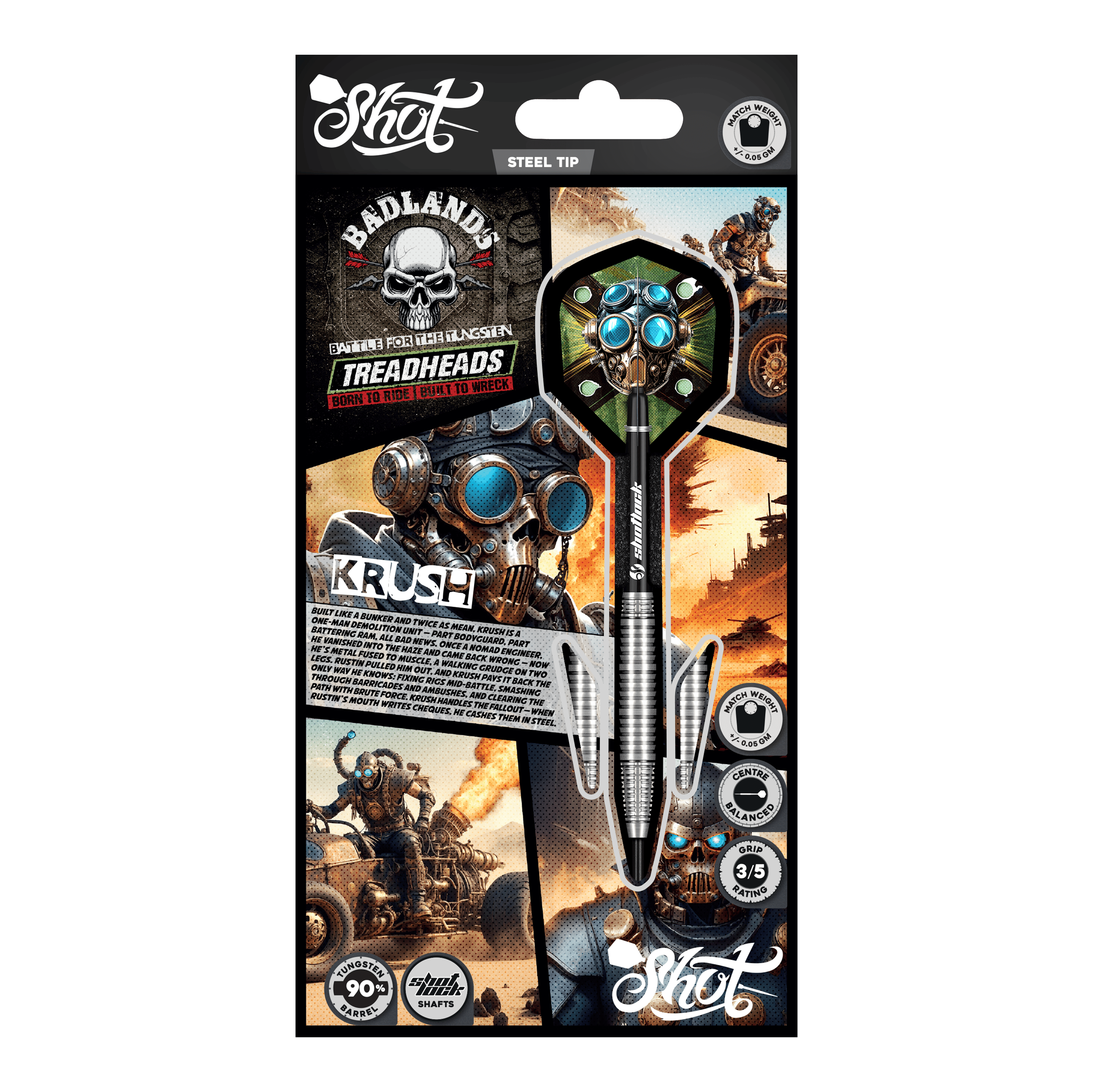 Stalowe lotki Shot Badlands Krush Abgebildet sind die Shot Badlands Krush Steeldarts. Diese Steeldarts sind für ein exaktes Spiel konzipiert.