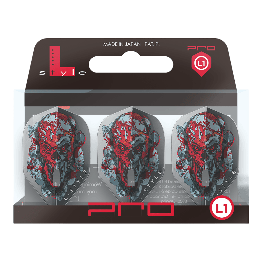 L-Style Ryan Searle Signature V4 Clear Black L1PRO Flights werden gezeigt. Die schwarzen Flights unterstreichen das moderne Design.