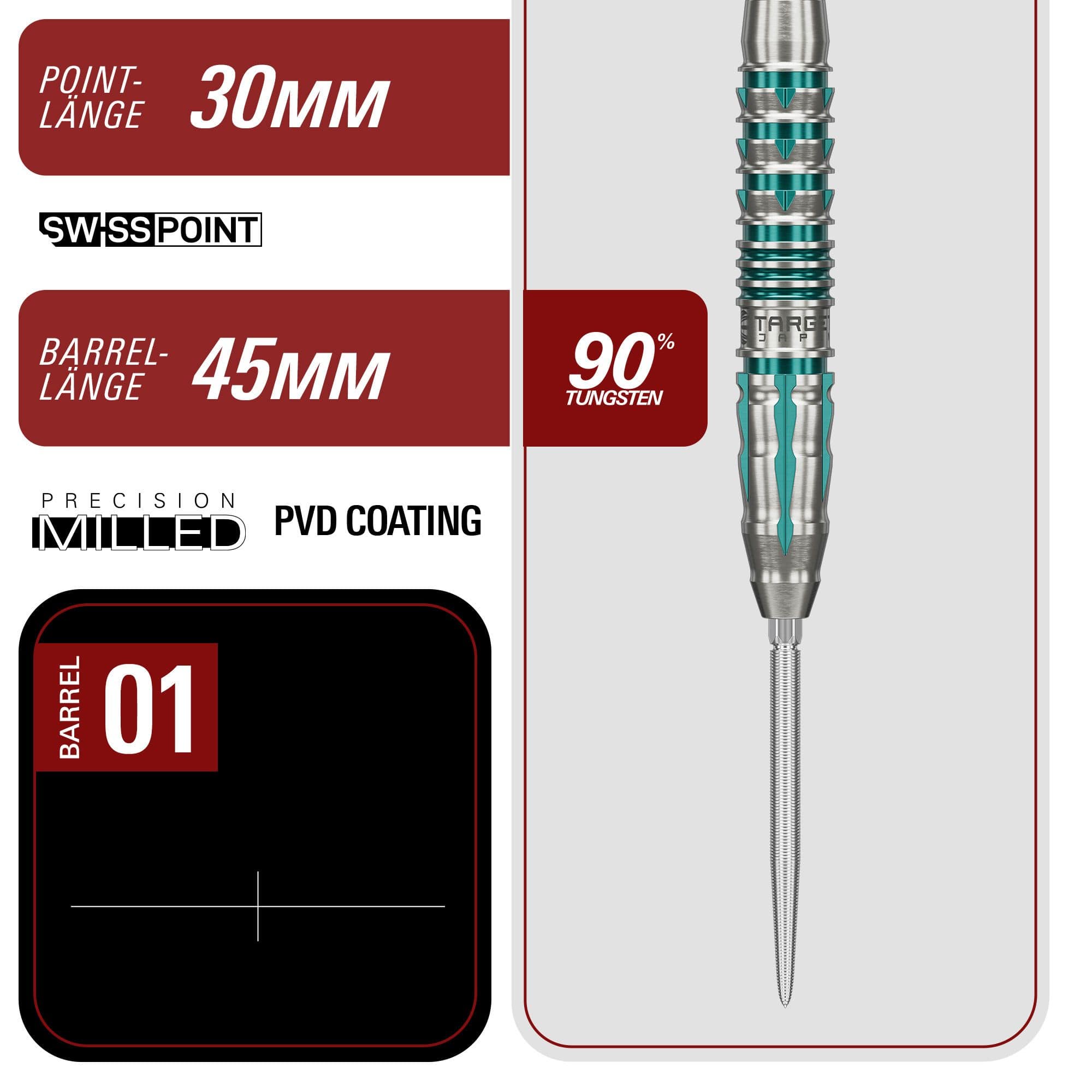 Lotki stalowe Target Japan Black Marque Pierce Swiss Point Zu sehen sind die Target Japan Black Marque Pierce Swiss Point Steeldarts. Die Darts überzeugen durch ihr modernes Design.
