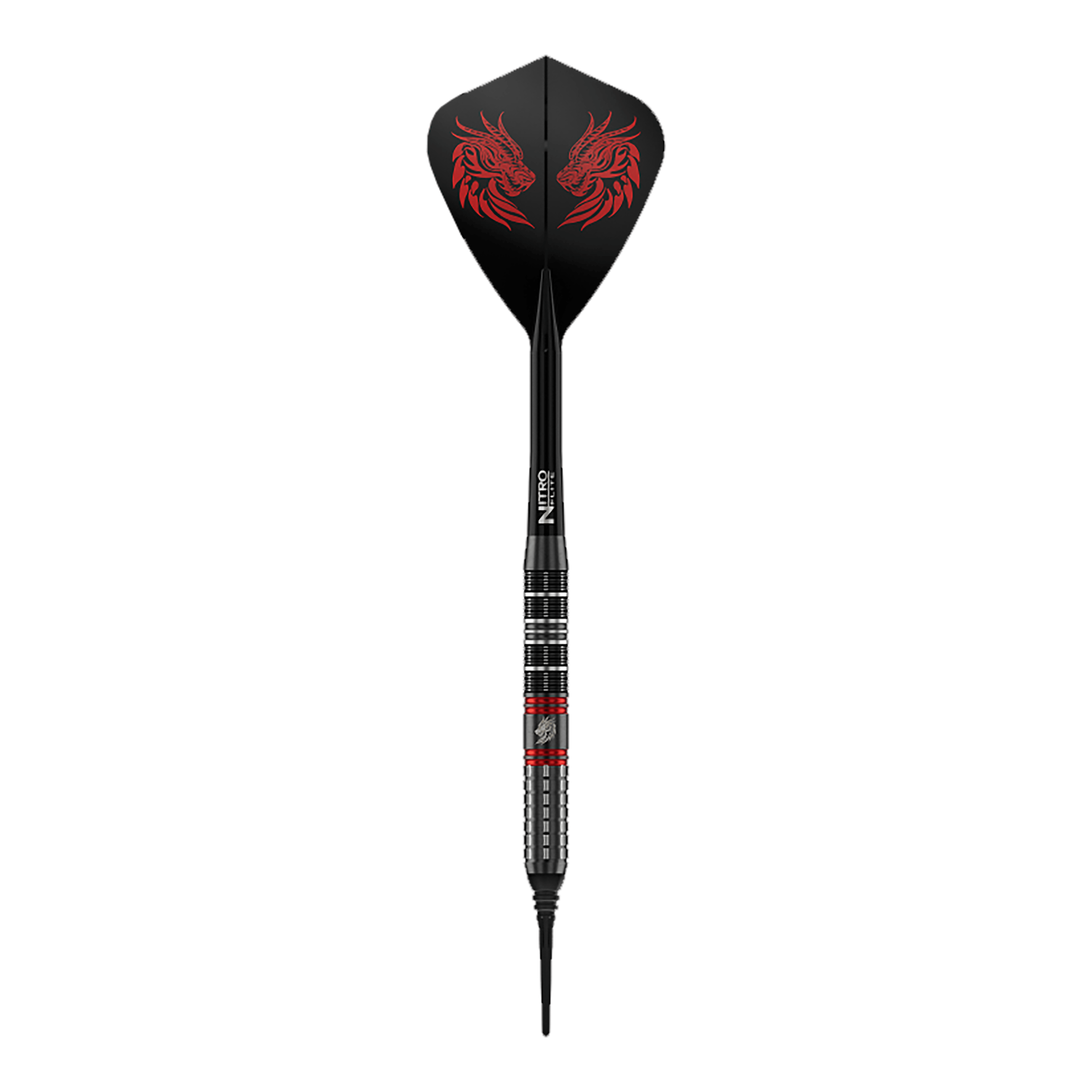 Czerwone lotki Dragon Jonny Clayton RD-ULTRA miękkie - 18g Dieses Bild zeigt einen einzelnen Red Dragon Jonny Clayton RD-ULTRA Softdart mit 18g. Zu sehen sind silberne, schwarze und rote Elemente sowie ein auffälliger Flight.
