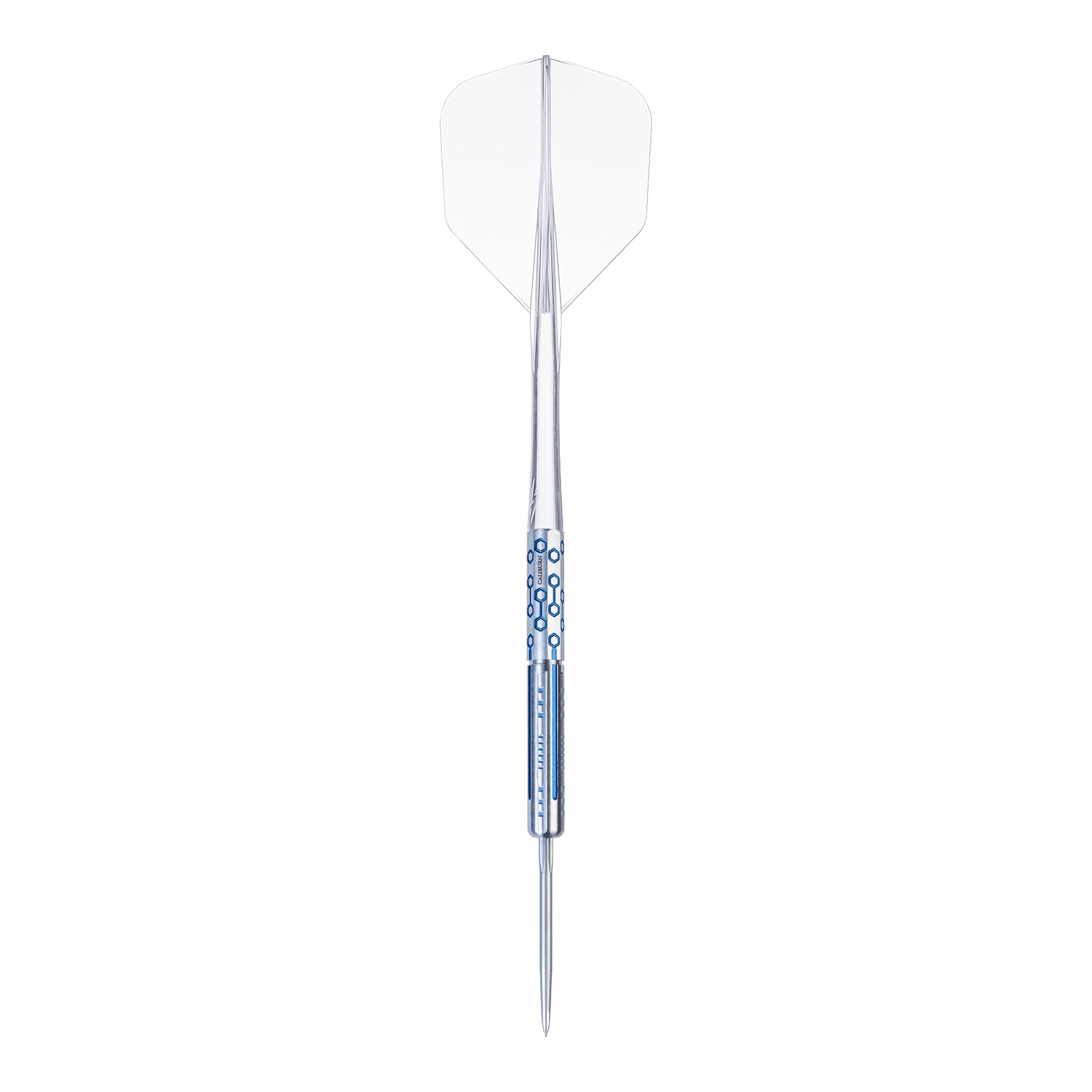 Das Bild zeigt einen einzelnen Caliburn Starships Series Demeter Steeldart mit 23g Gewicht. Der Dart zeichnet sich durch sein modernes Design aus.