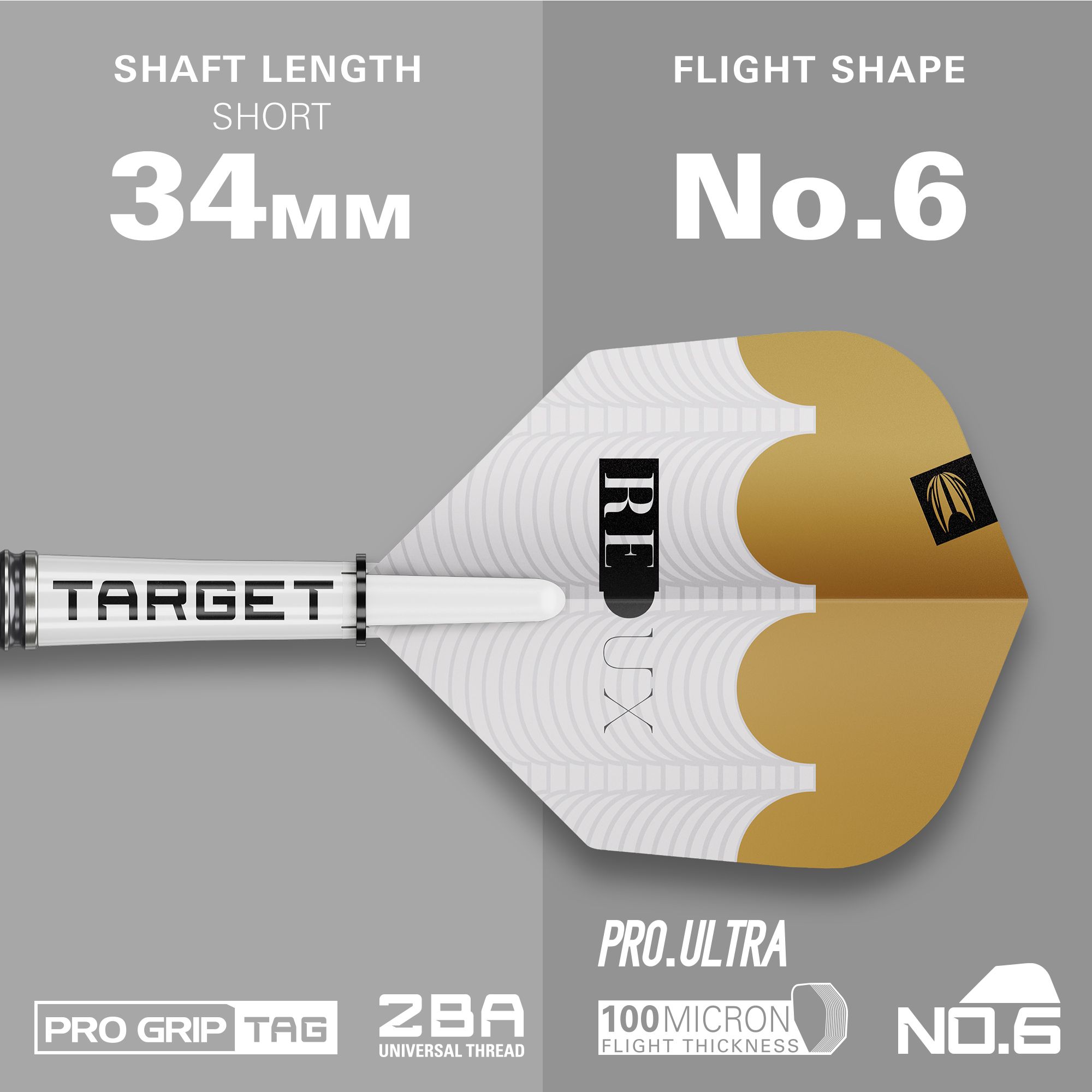 Hier ist das Produkt Target Redux 10 Softdarts - 18g zu sehen. Es wird in einer weiteren Ansicht präsentiert.