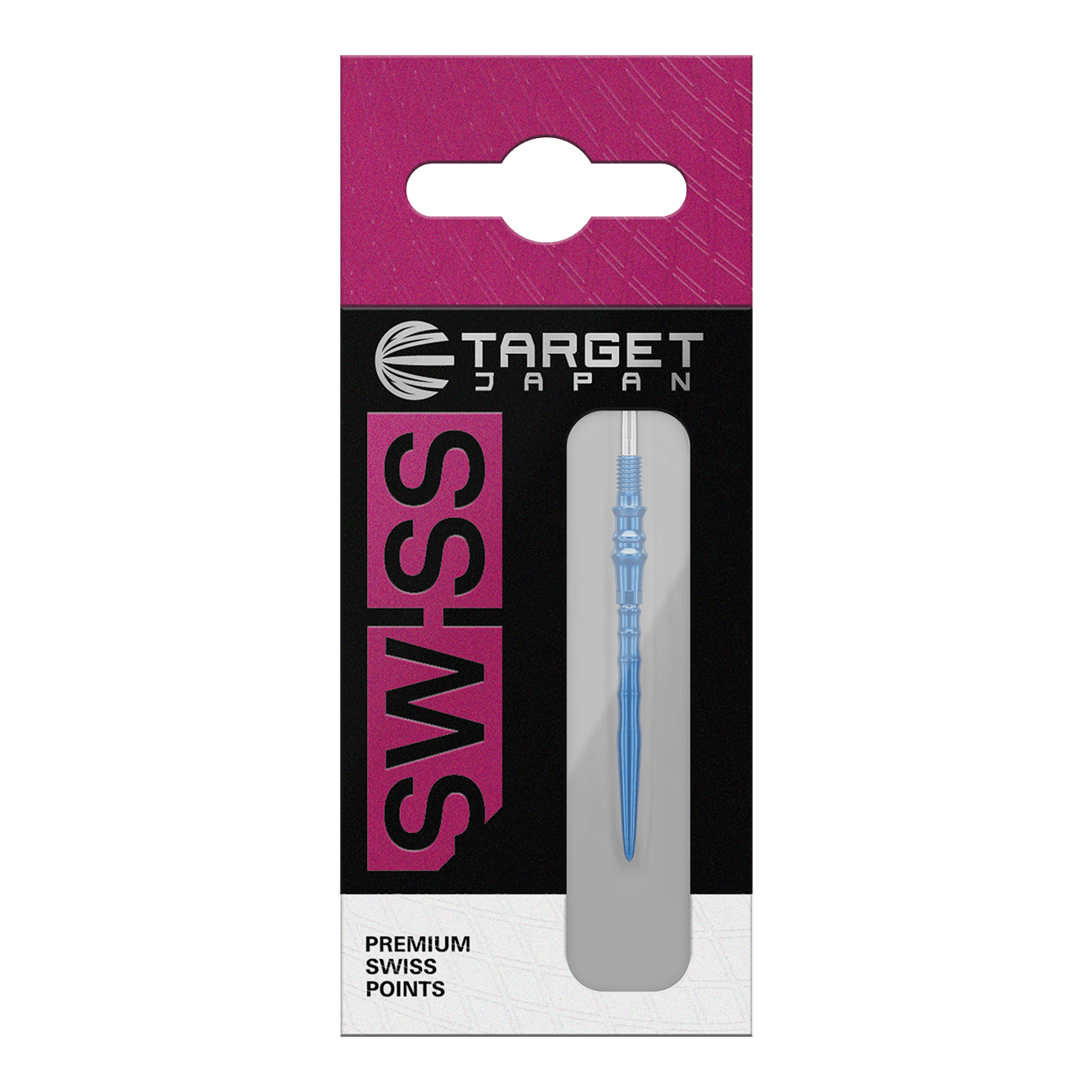Końcówki do lotek Target Japan Premium Swiss Point – niebieskie Zu sehen sind Target Japan Premium Swiss Point Dartspitzen in der Farbe Blau. Sie werden als Ersatzspitzen für Dartpfeile verwendet.