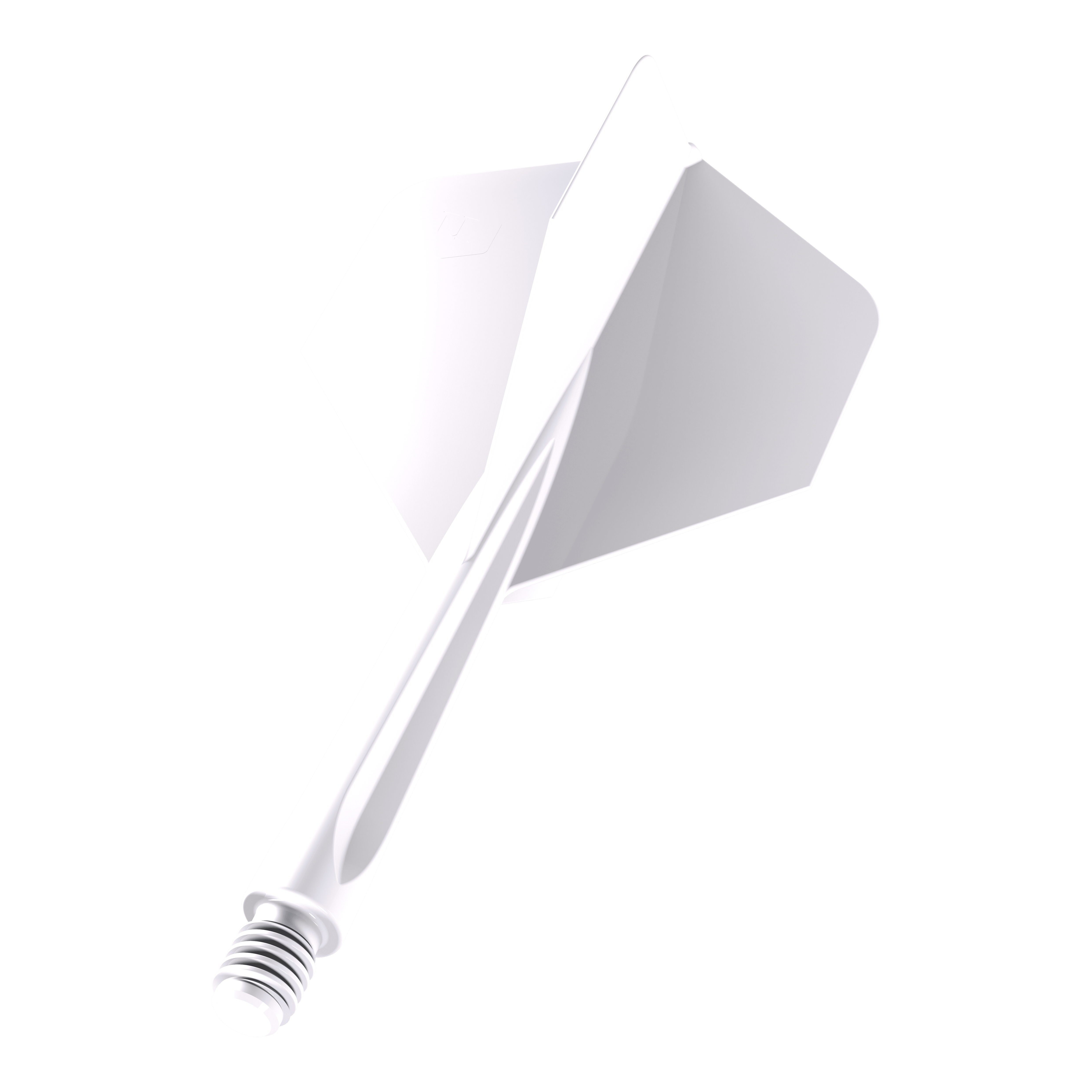 Unicorn Forge All In One Plus No2 Standard Flights Weiß - Medium Das Bild zeigt ein weißes Dartflight-Set des Modells "Unicorn Forge All In One Plus No2 Standard Flights" in der Größe Medium. Es besteht aus einem integrierten Schaft und Flight und ist komplett in Weiß gehalten.