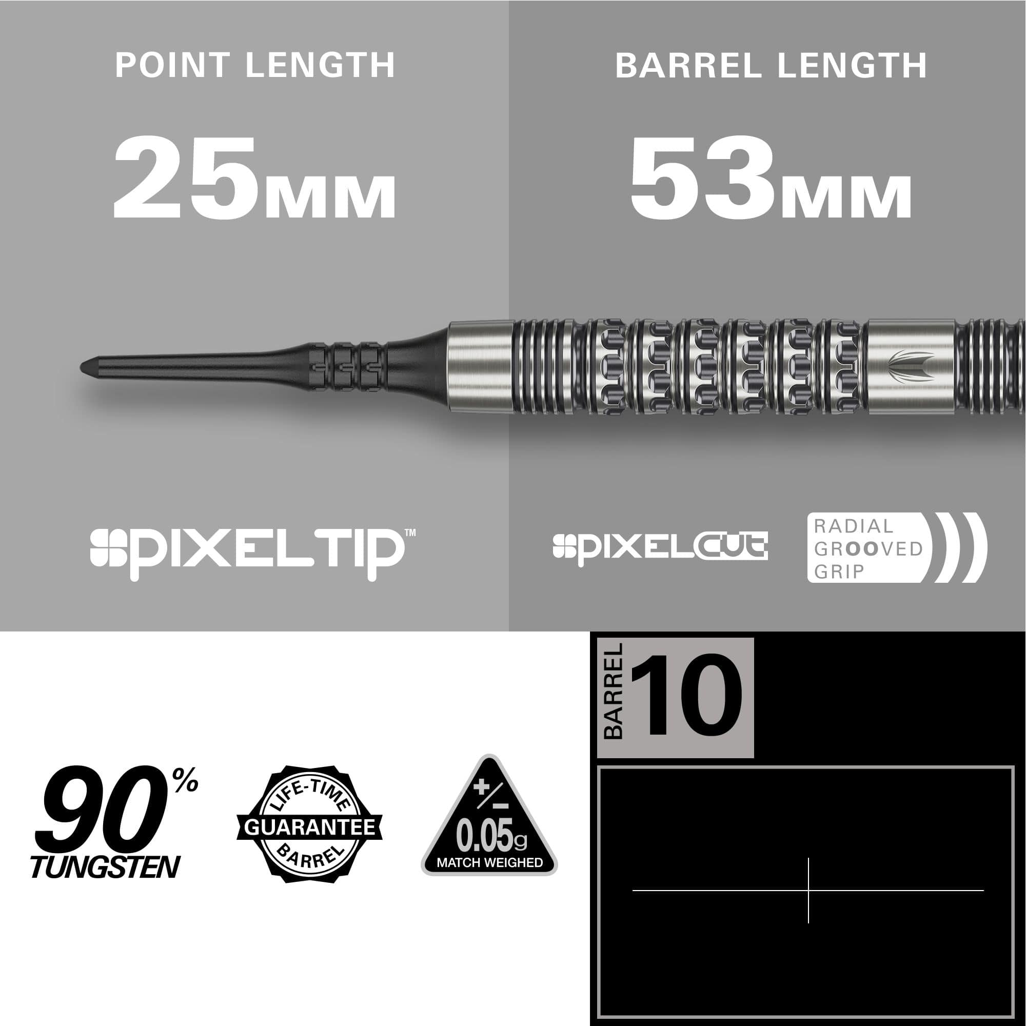 Target Redux 10 miękkich lotek - 18g Gezeigt wird das Produkt Target Redux 10 Softdarts - 18g. Die Softdarts sind als Set zu sehen.