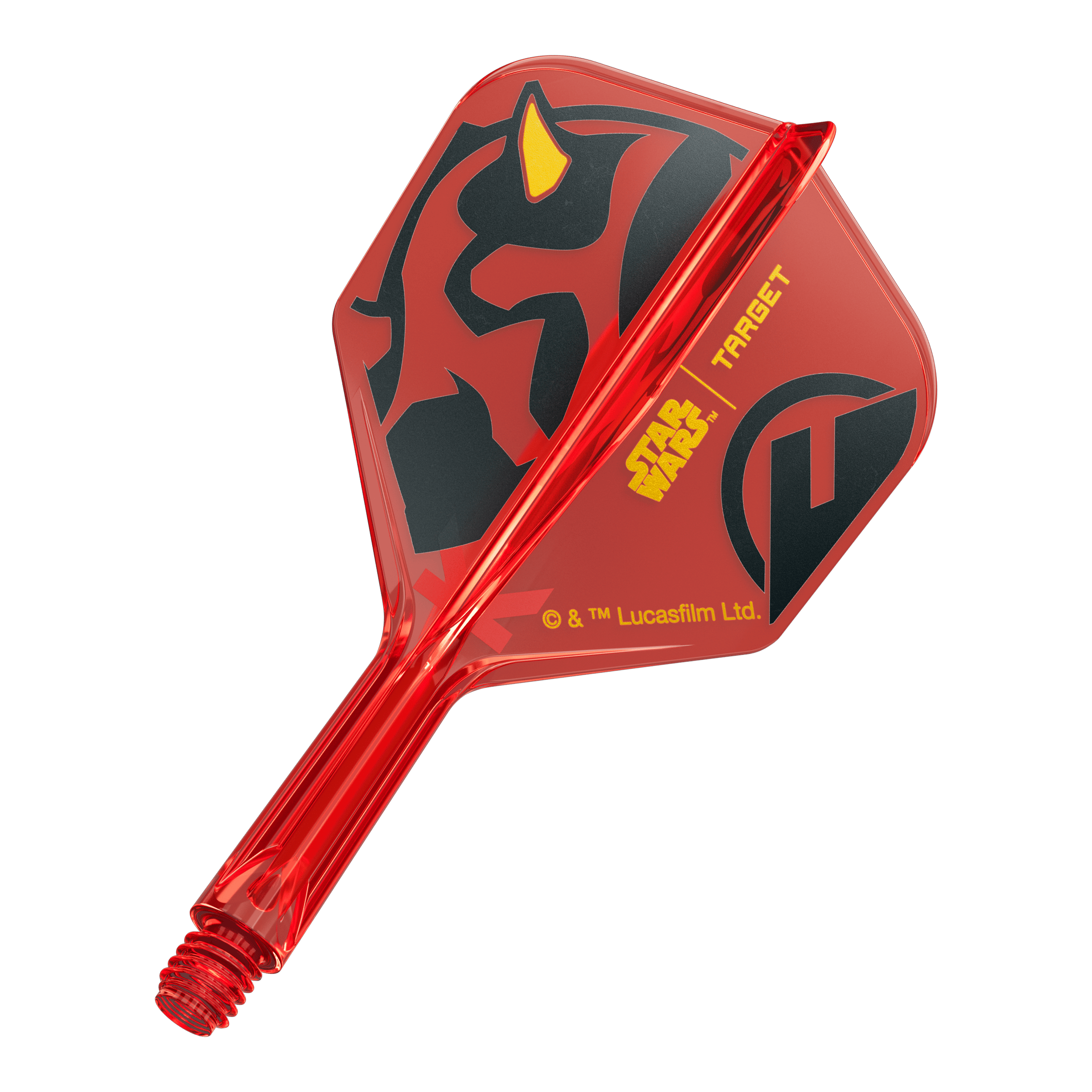 Target Star Wars K-Flex Darth Maul No6 Flights Ein Bild eines Dartflugs, basierend auf dem Dateinamen '410520_Target_StarWars_KFlex_DarthMaul_No6_Flights_Short_19mm_1'. Das Produkt zeigt ein Star Wars Motiv im Darth Maul Design.