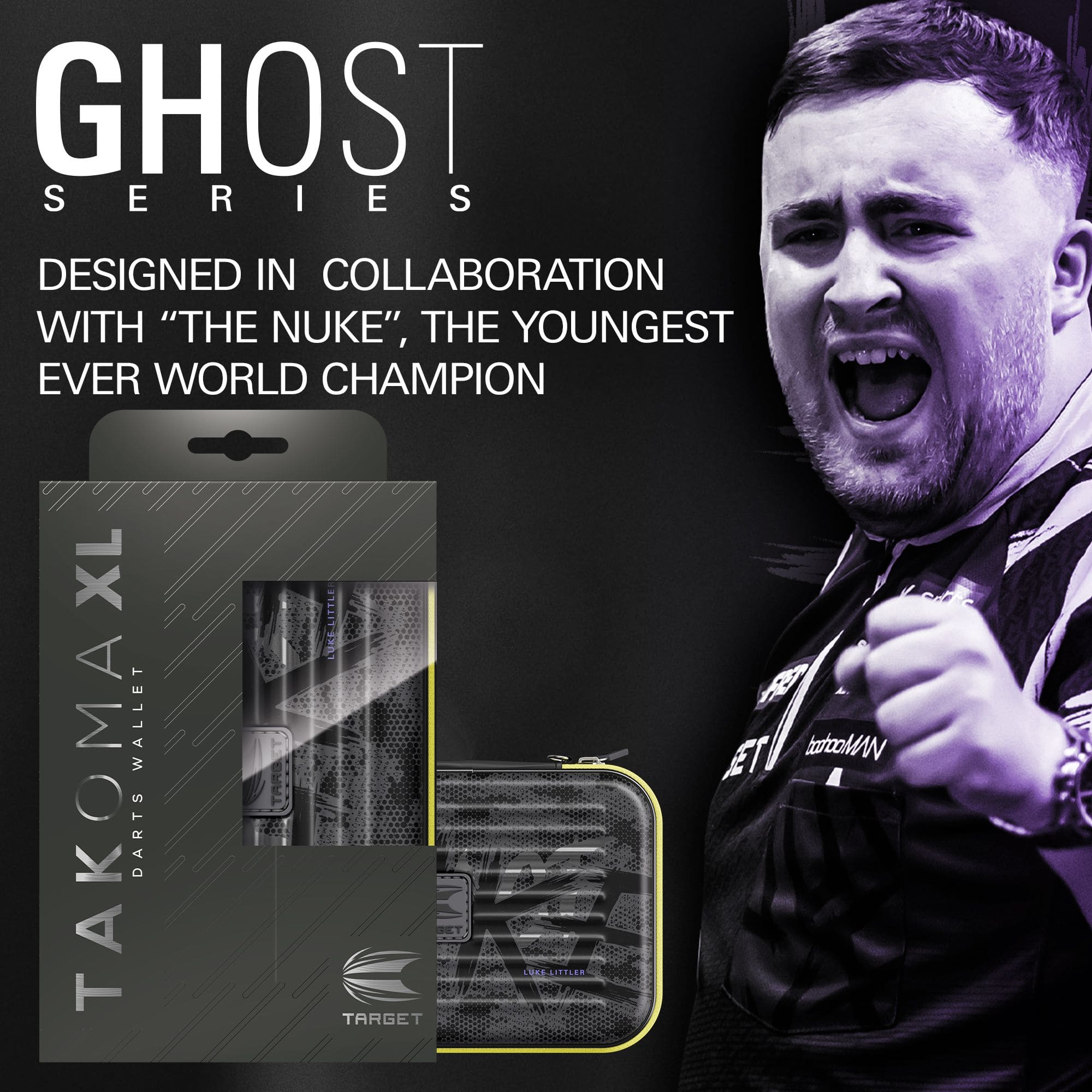 Etui na lotki Takoma XL Ghost Series Luke Littler Zu sehen ist das Takoma XL Ghost Series Luke Littler Dartcase. Das Dartcase ist modern gestaltet und dient zur Aufbewahrung von Darts.