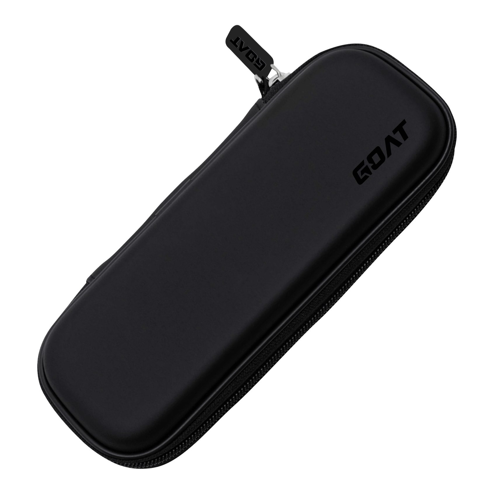 GOAT Locker S Dartwallet Das Bild zeigt ein schwarzes Etui mit Reißverschluss. Auf der Oberfläche steht das Wort "GOAT".